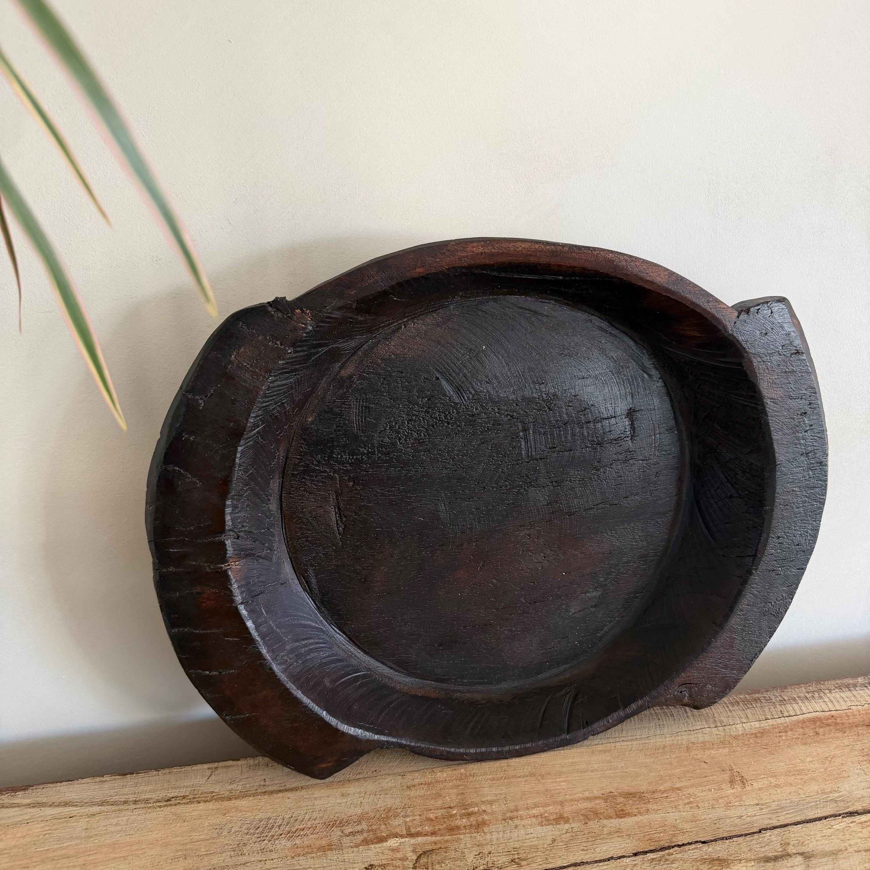 Vintage Teak Wood Dough Bowl | Rustic Parat Tray 15.7"
