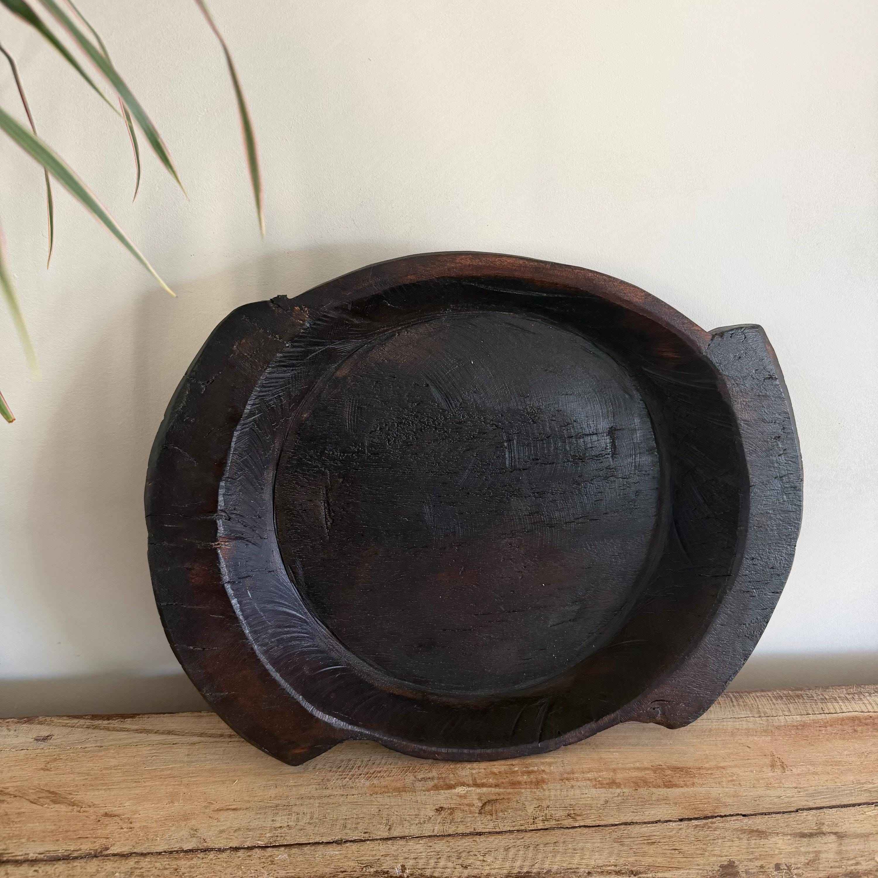 Vintage Teak Wood Dough Bowl | Rustic Parat Tray 15.7"