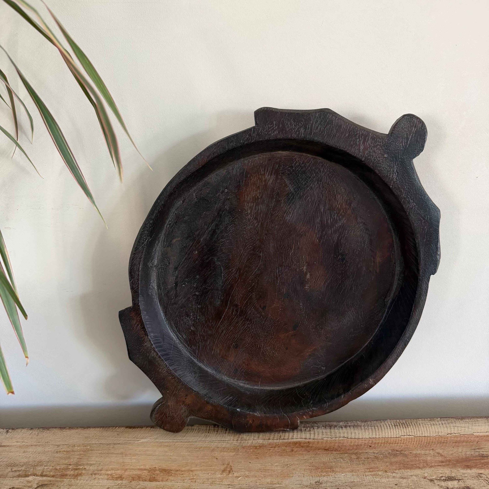 Vintage Teak Wood Dough Bowl | Rustic Parat Tray 17.5"