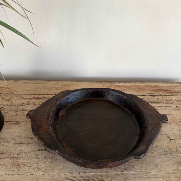 Vintage Teak Wood Dough Bowl | Rustic Parat Tray 19.5"