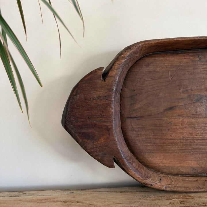 Vintage Teak Wood Dough Bowl | Rustic Parat Tray 28.5"