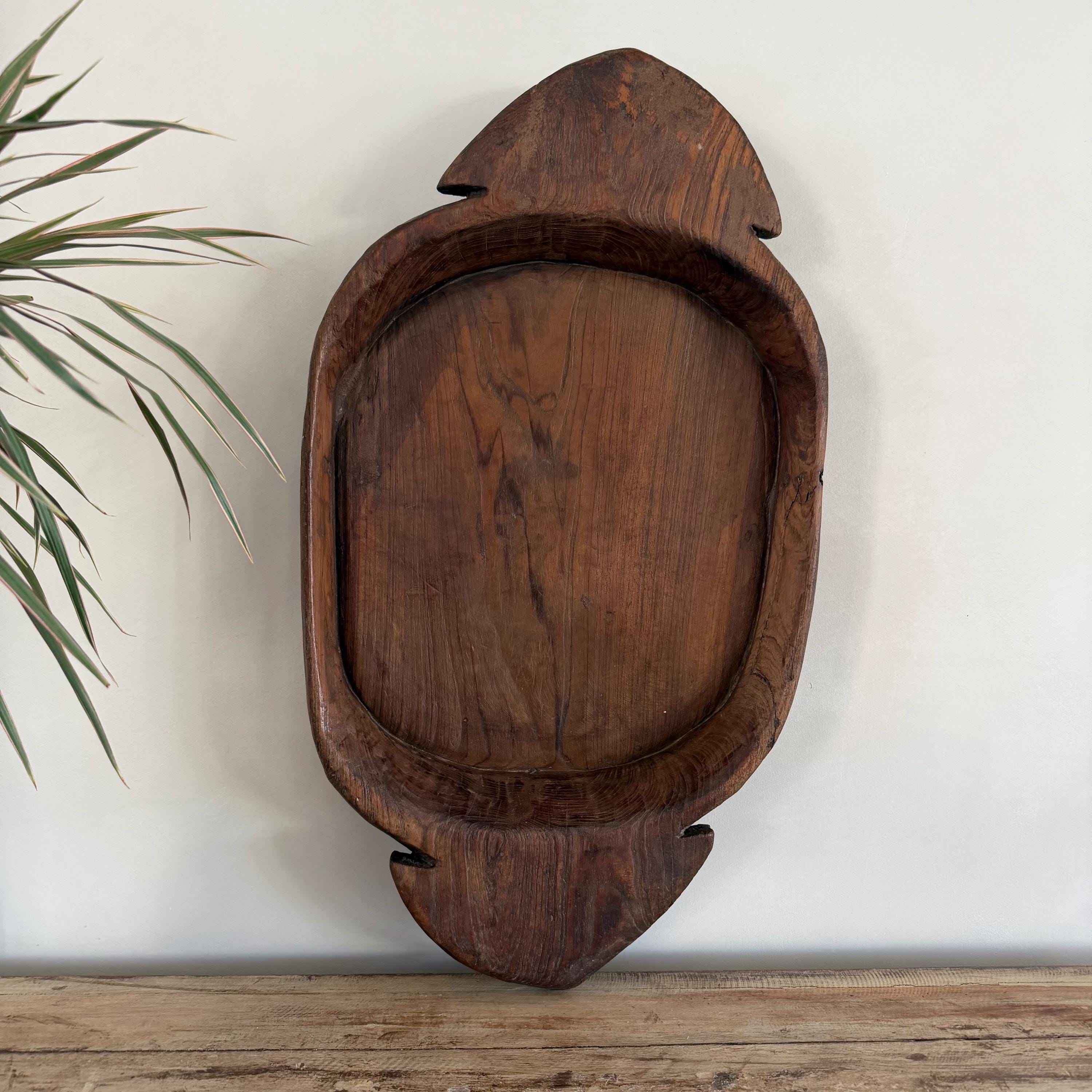Vintage Teak Wood Dough Bowl | Rustic Parat Tray 28.5"