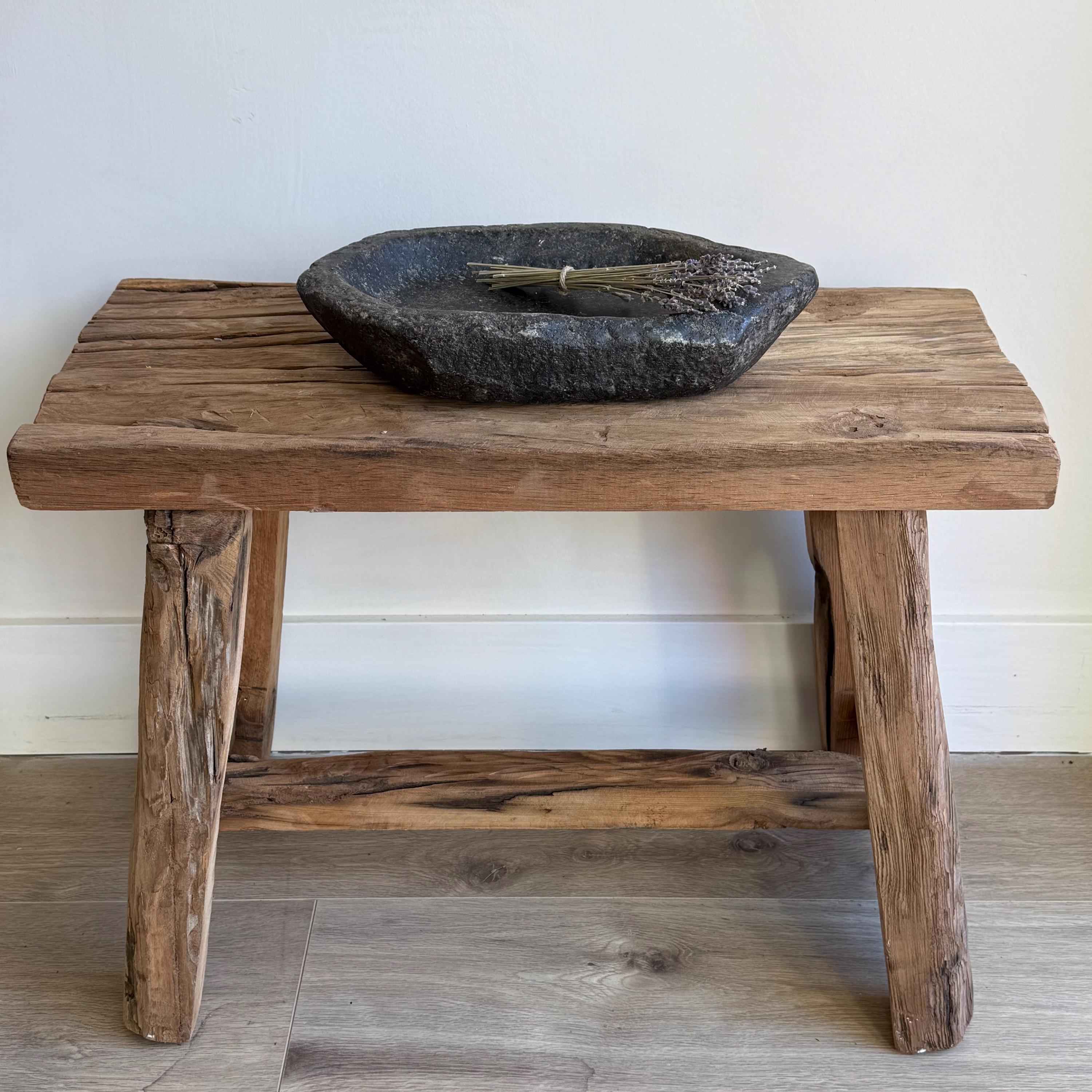 Vintage Marble Kharal 12.5" Stone Tray, Antique Limestone Carved Oval Tray, Primitive Stone Centerpiece