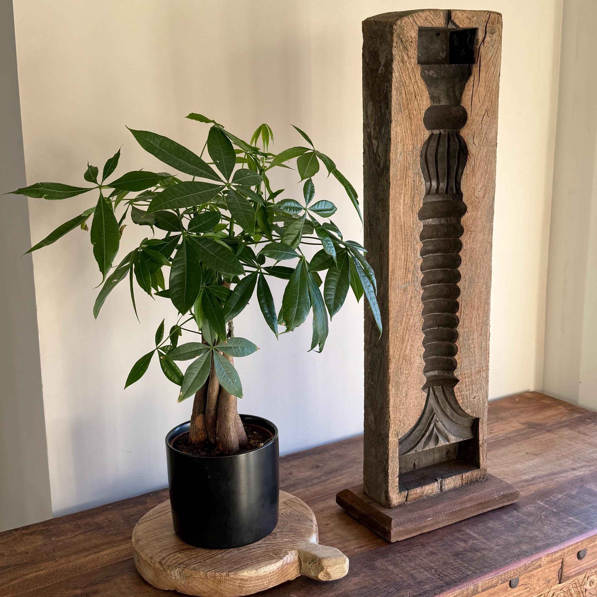 Vintage Concrete Mold 27" | Wood Console Decor