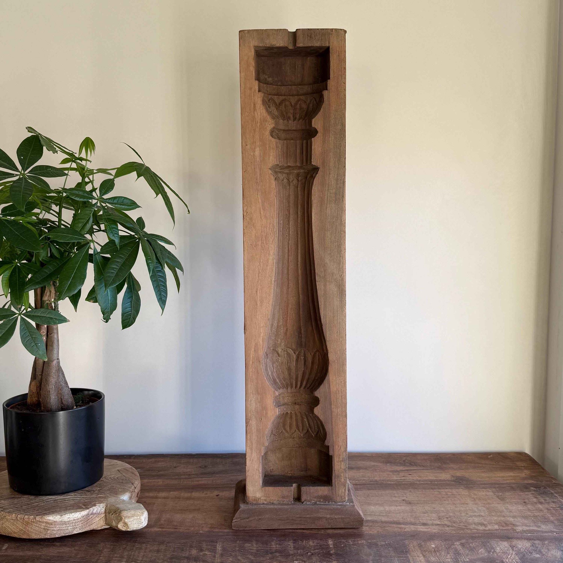 Vintage Concrete Mold 27" | Wood Console Decor