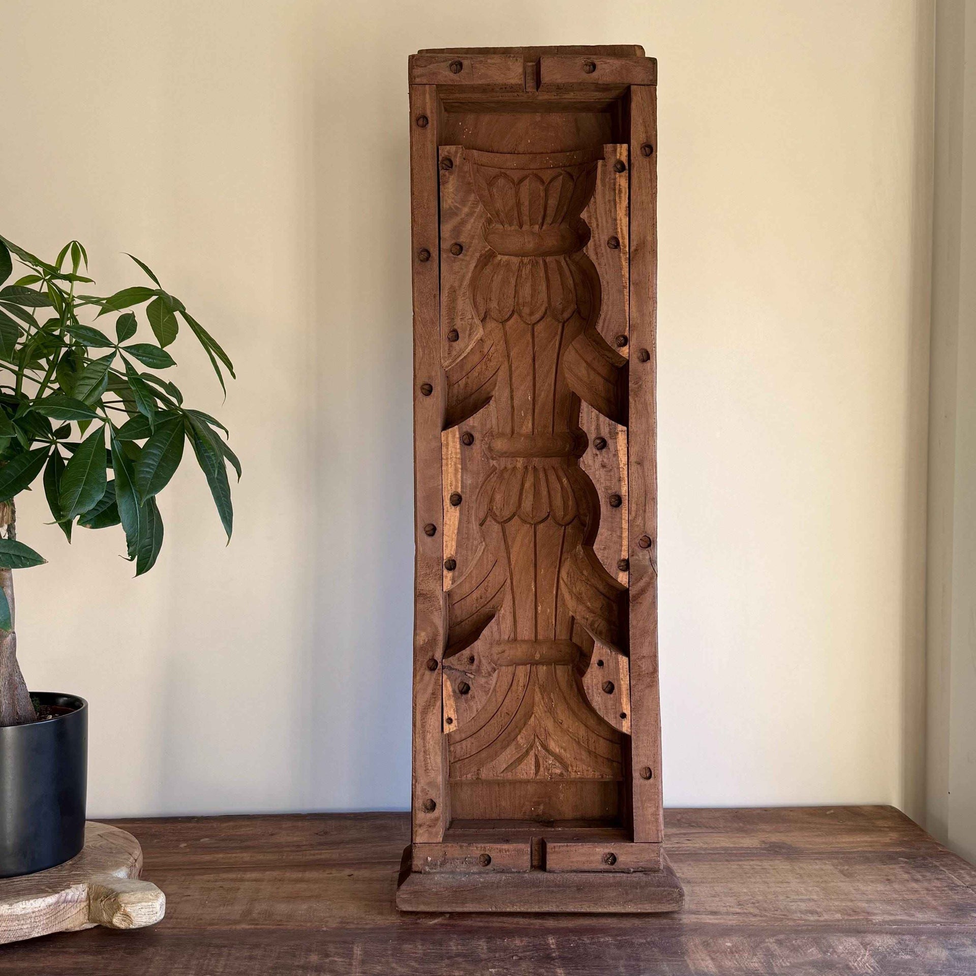 Vintage Concrete Mold 27" | Wood Console Decor