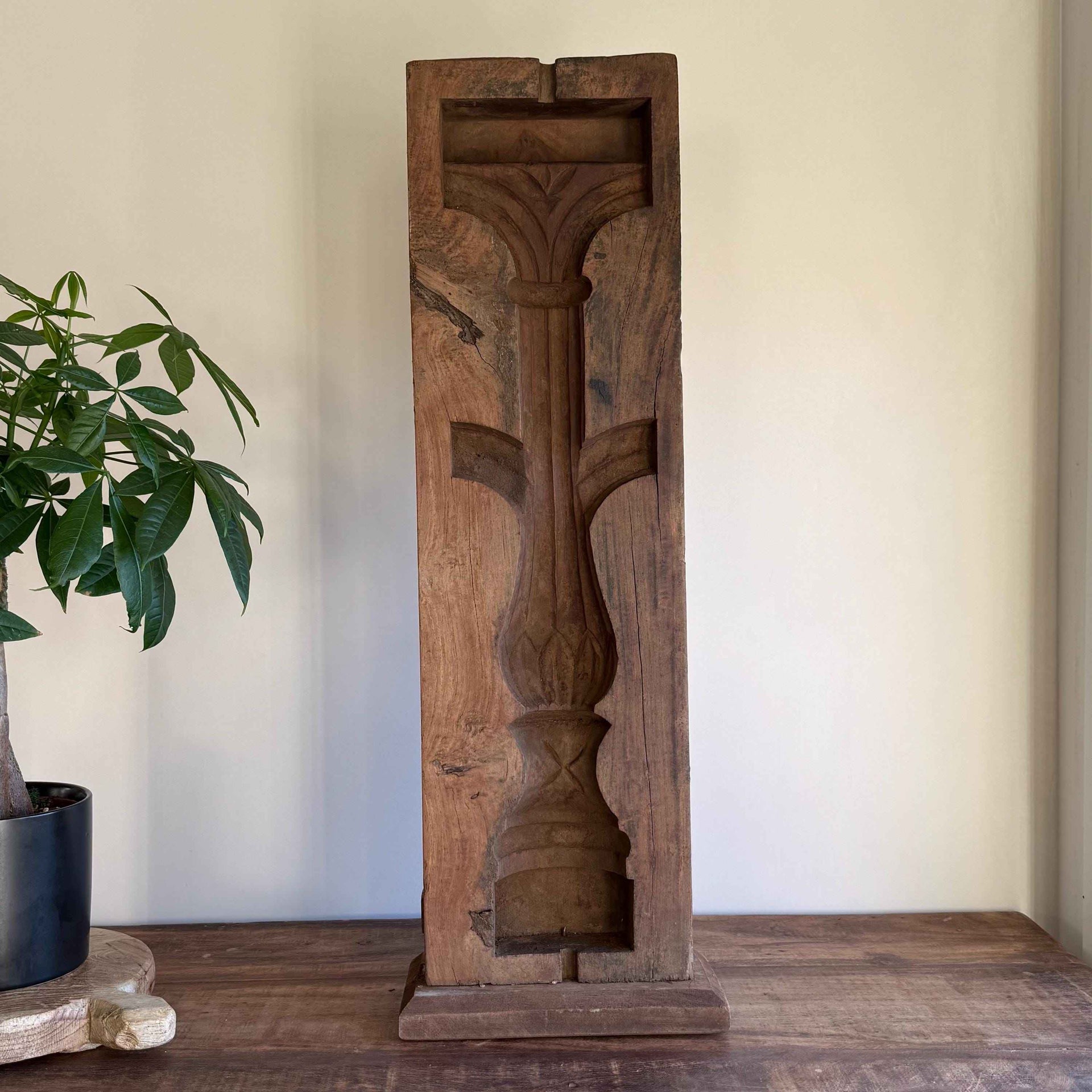 Vintage Concrete Mold 27" | Wood Console Decor