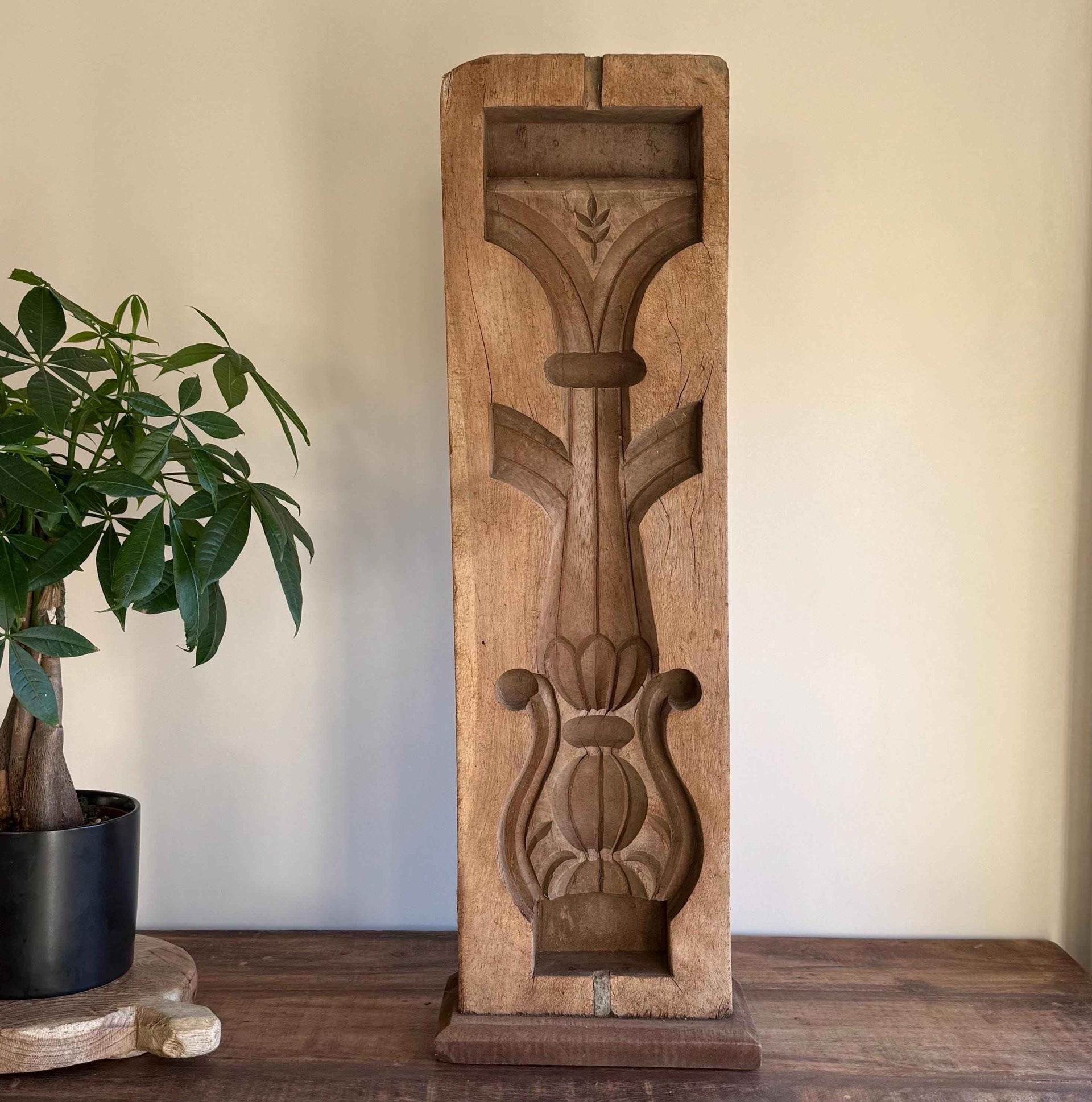 Vintage Concrete Mold 27" | Wood Console Decor