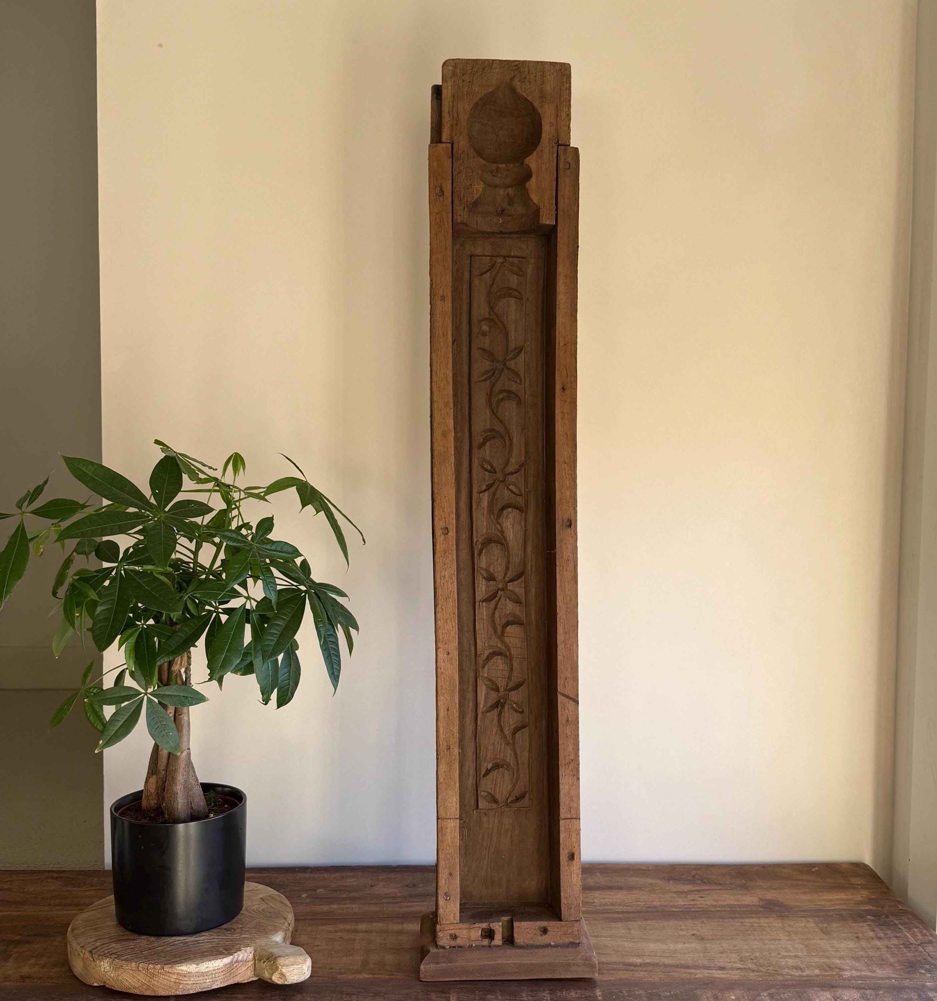 Vintage Concrete Mold 37" | Wood Console Decor