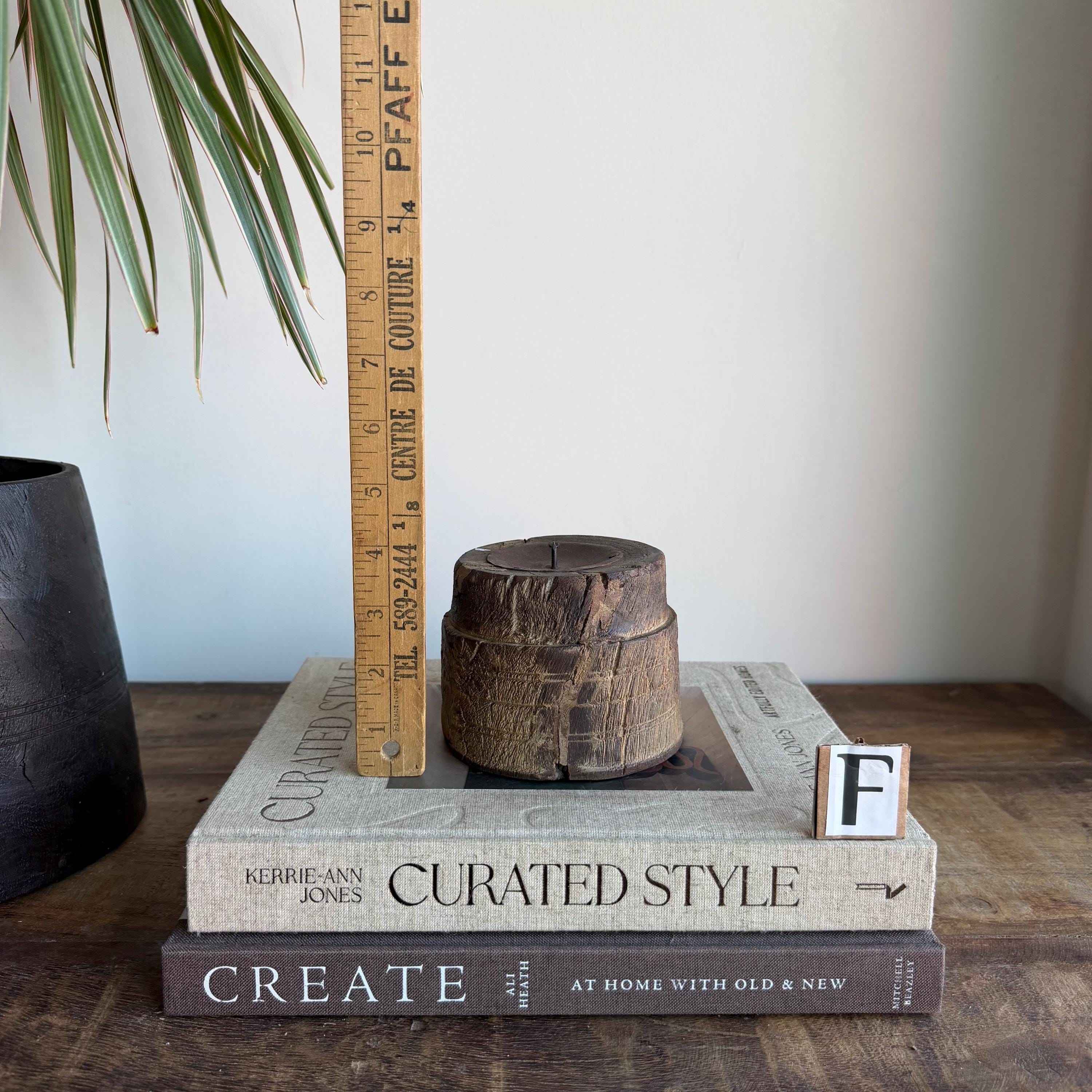 Vintage Wooden Wheel Candle Holder - Small