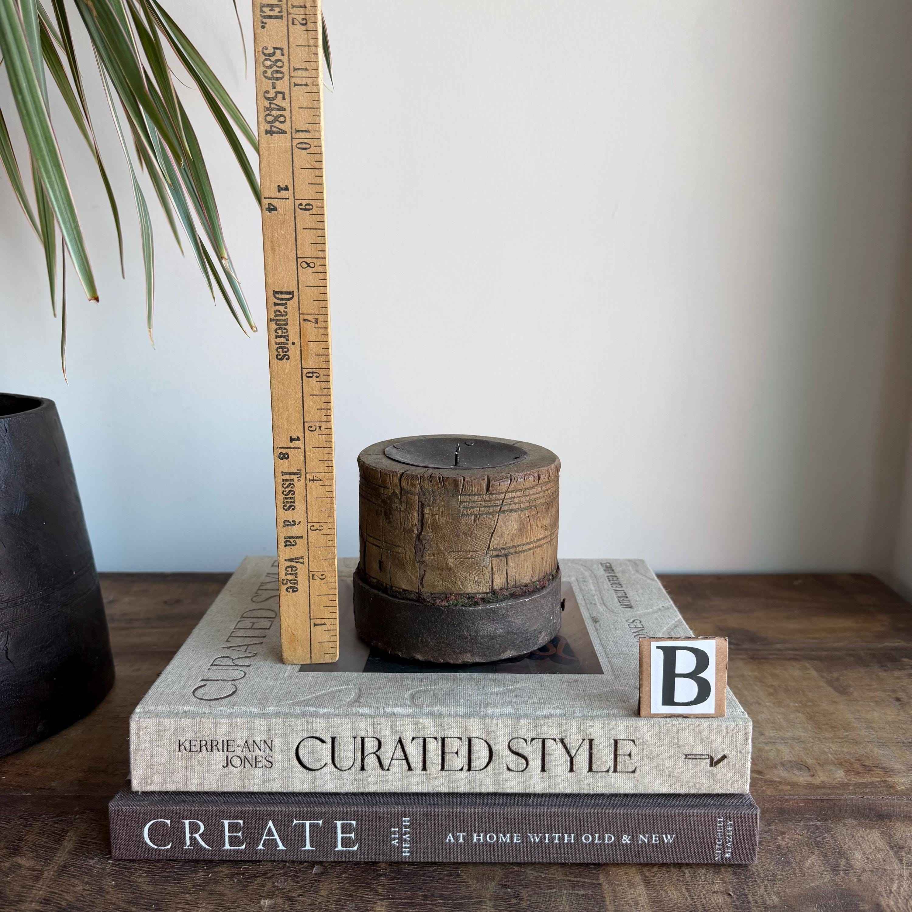 Vintage Wooden Wheel Candle Holder - Small