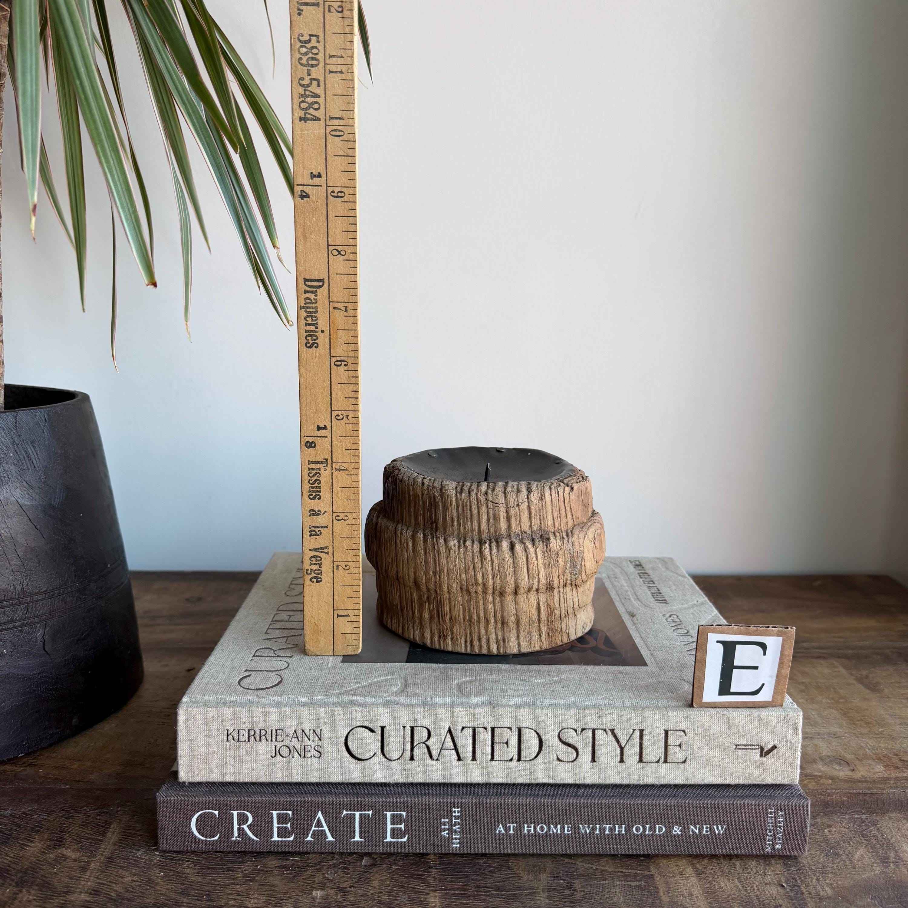 Vintage Wooden Wheel Candle Holder - Small