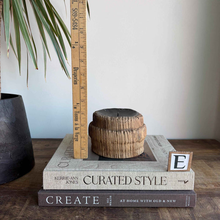 Vintage Wooden Wheel Candle Holder - Small