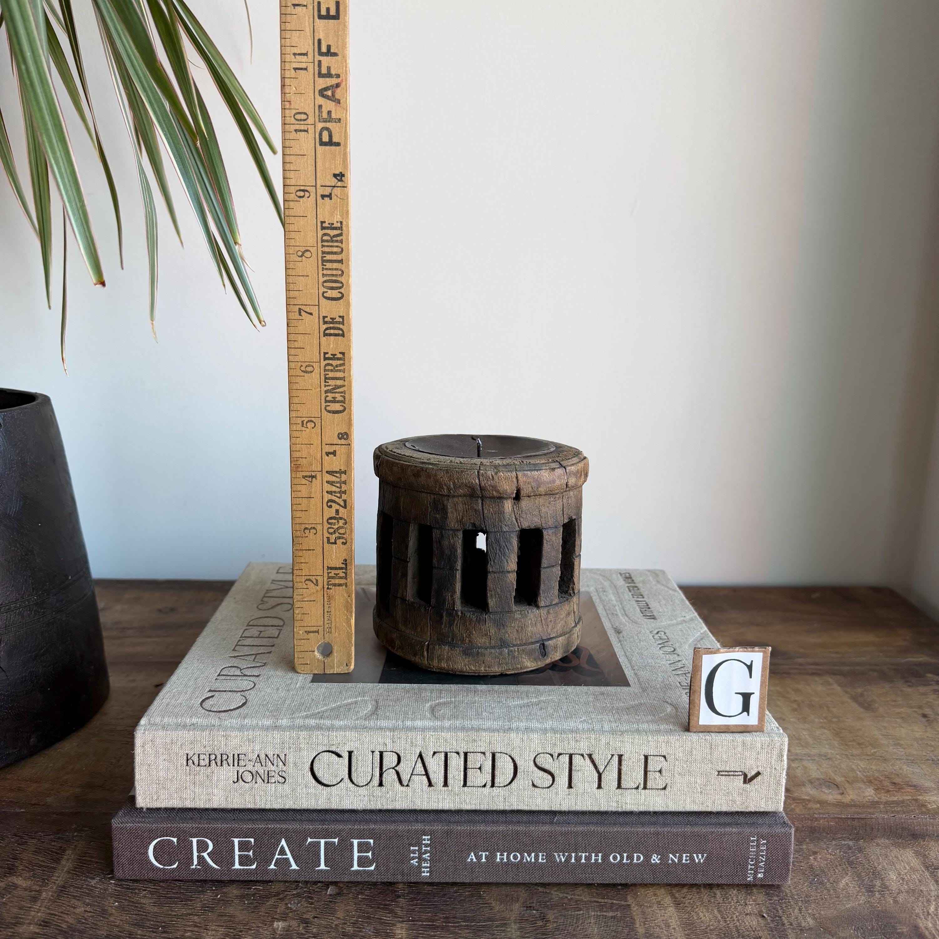 Vintage Wooden Wheel Candle Holder - Small