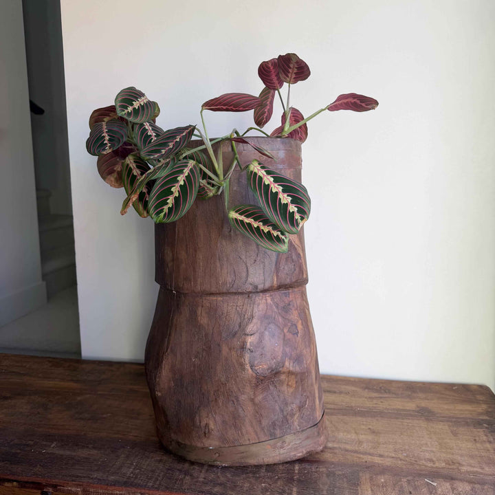 Antique Wooden Ukhali Planter 20.5" | Rustic Side Table