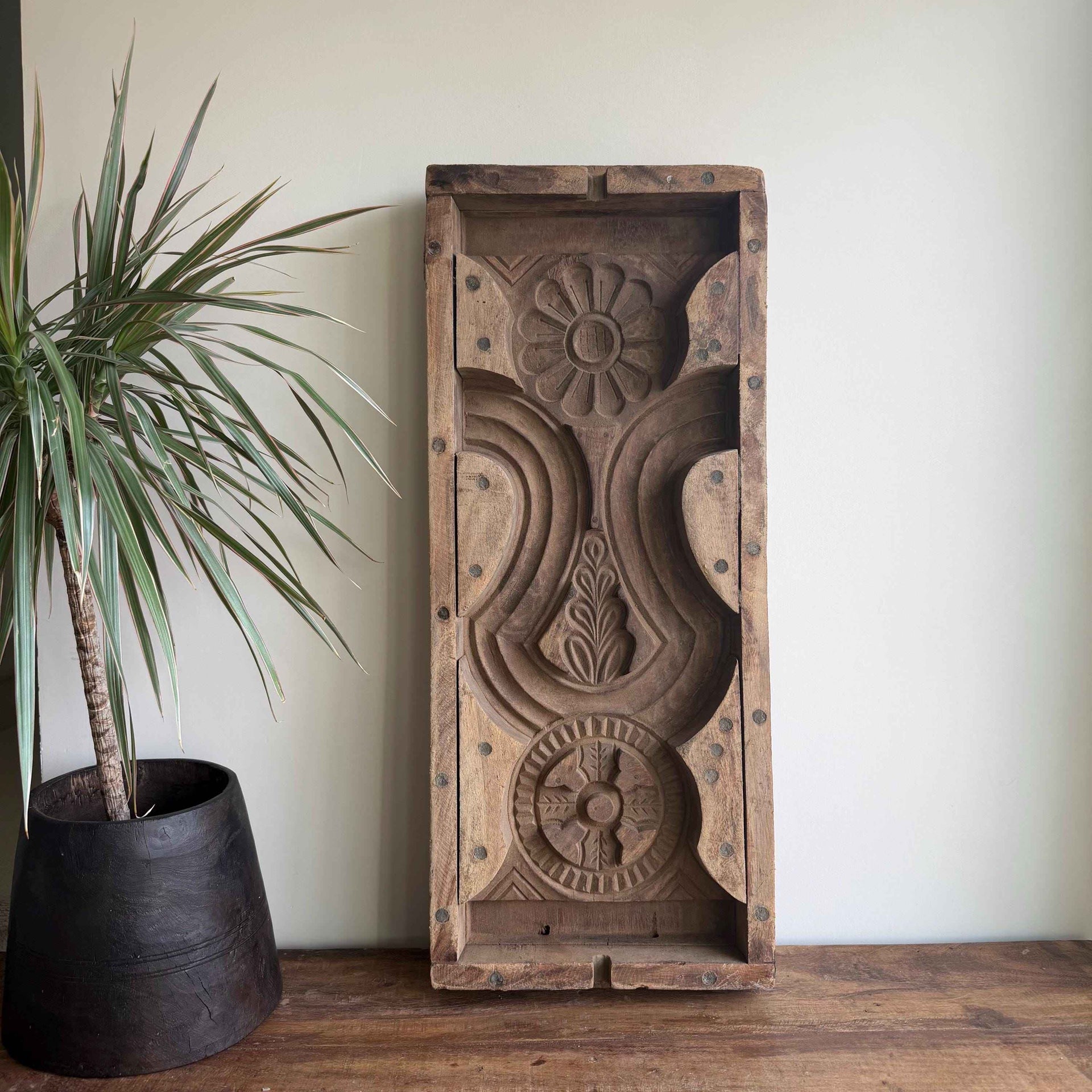 Antique Cement Mold 27", Vintage Wooden Concrete Mold, Console Decor