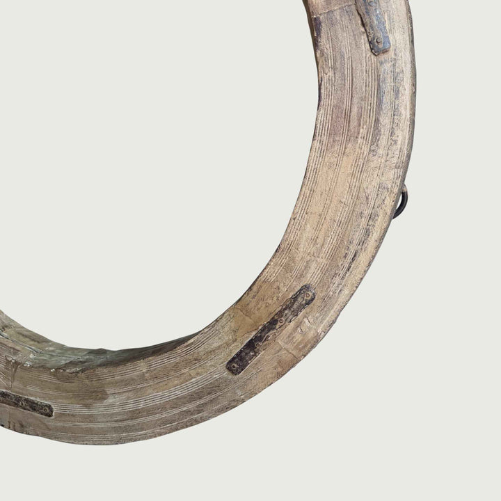 Reclaimed Wheel Mirror Bleached