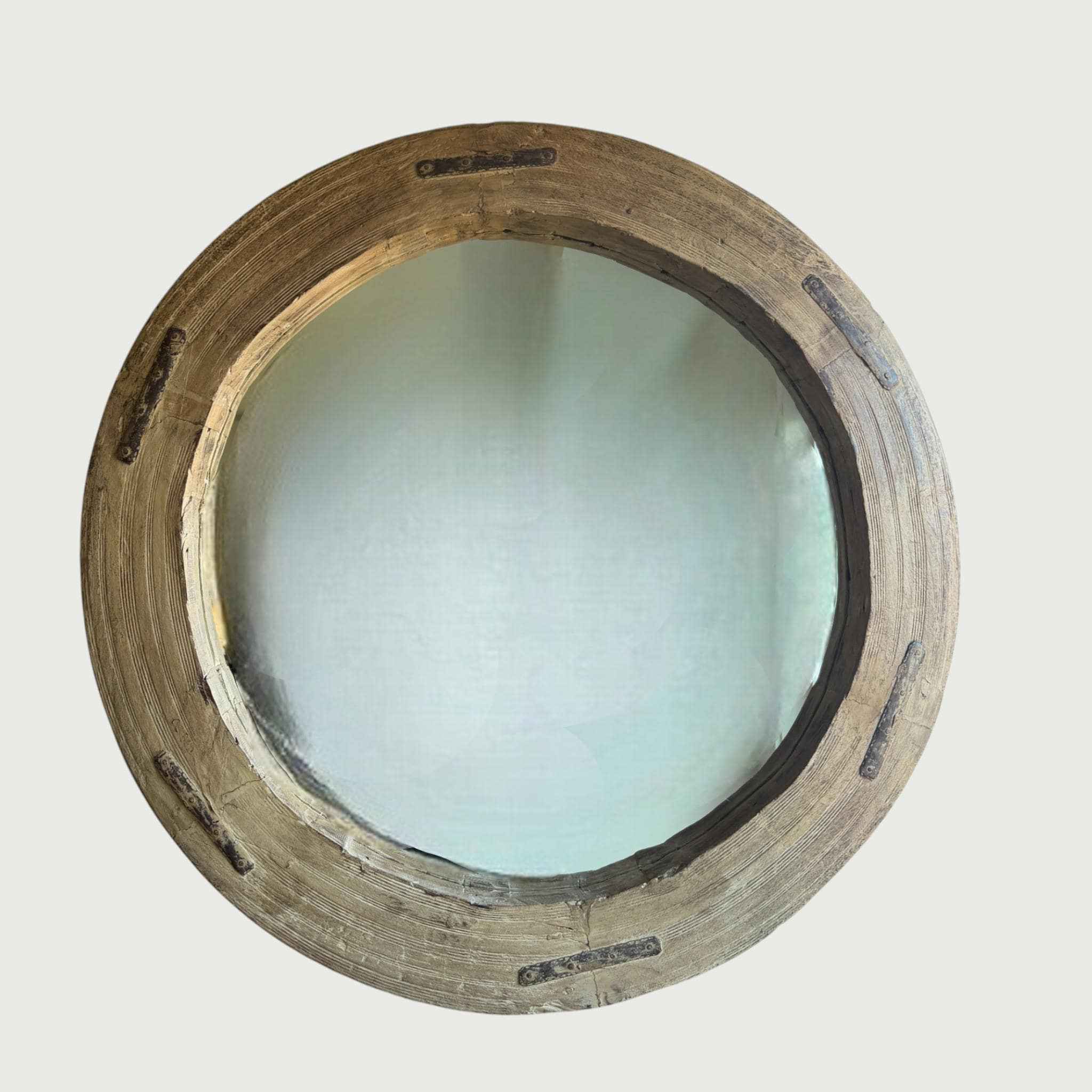 Reclaimed Wheel Mirror Bleached