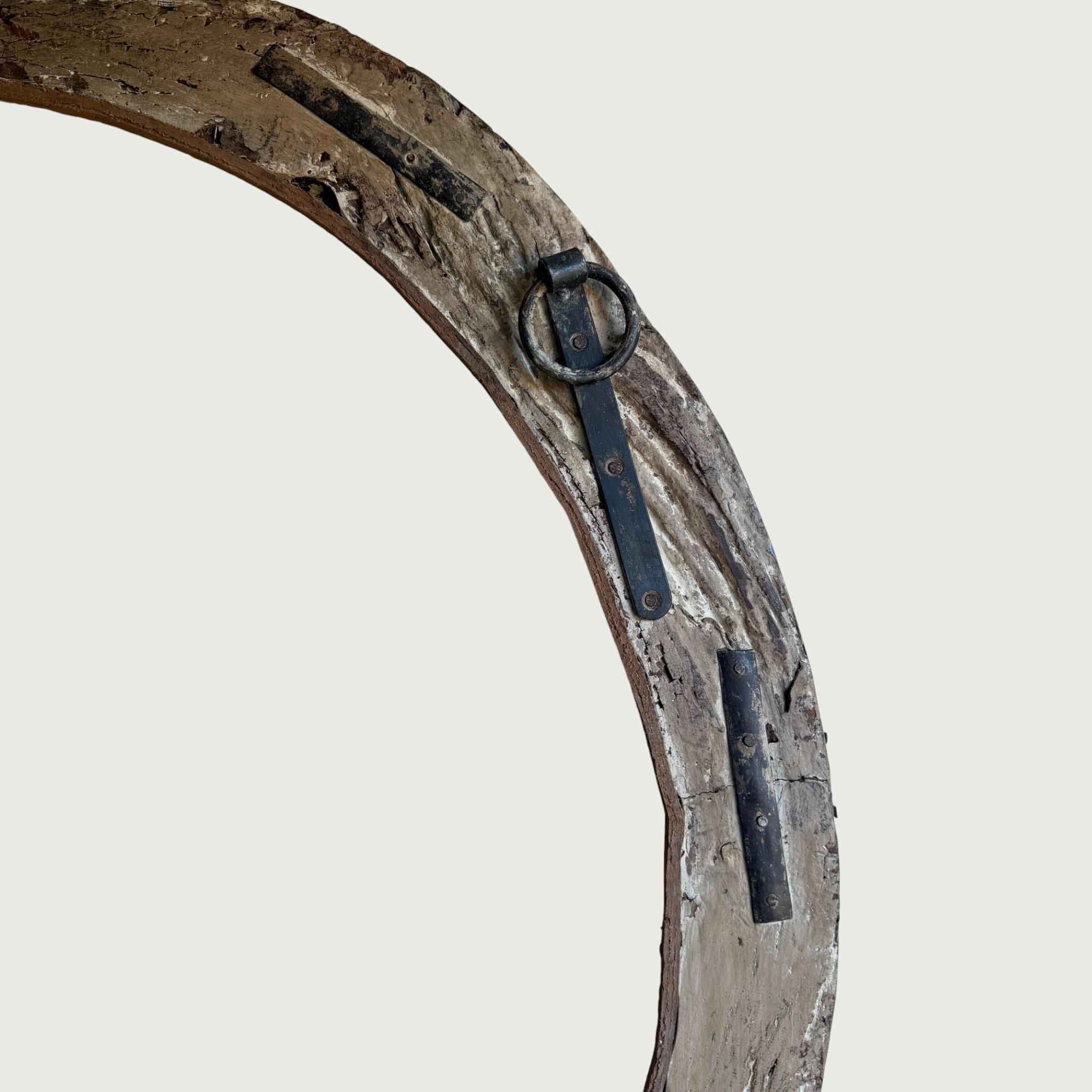 Reclaimed Wheel Mirror Bleached