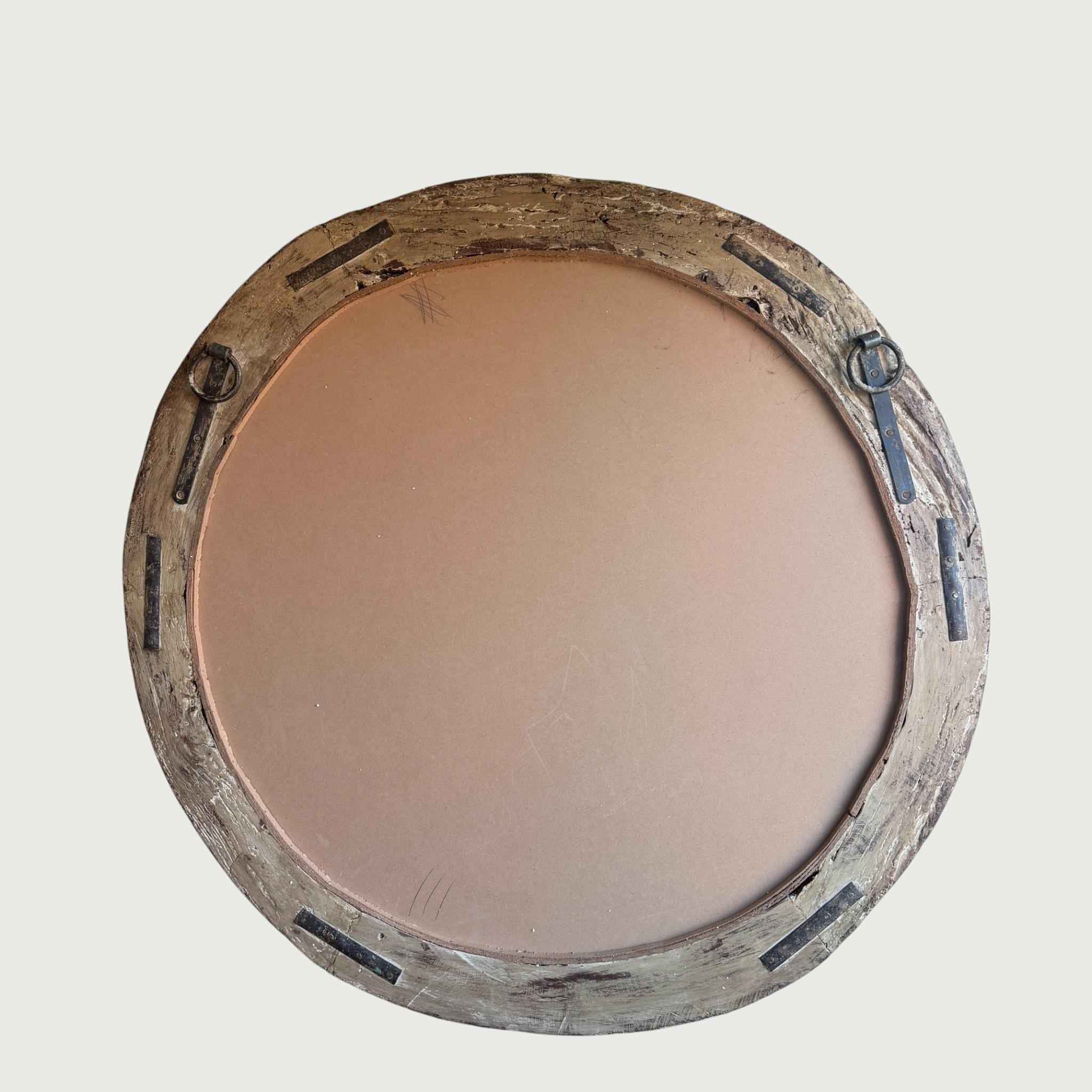 Reclaimed Wheel Mirror Bleached