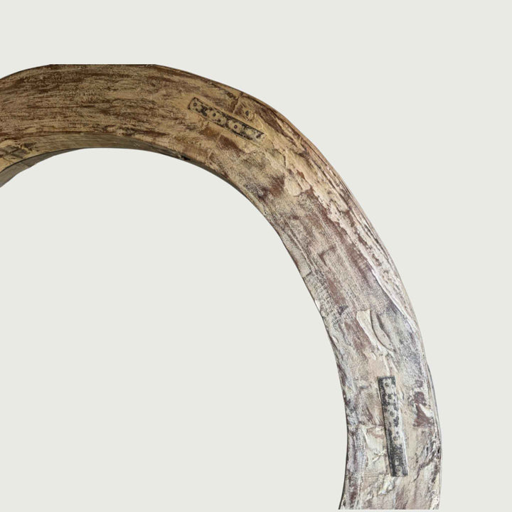 Reclaimed Wheel Mirror Bleached