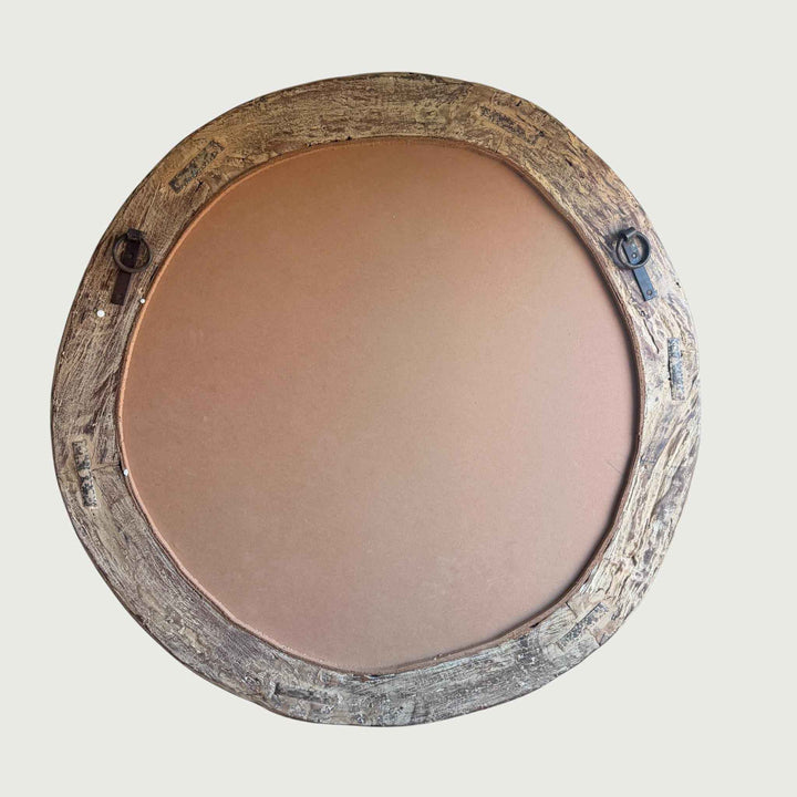 Reclaimed Wheel Mirror Bleached