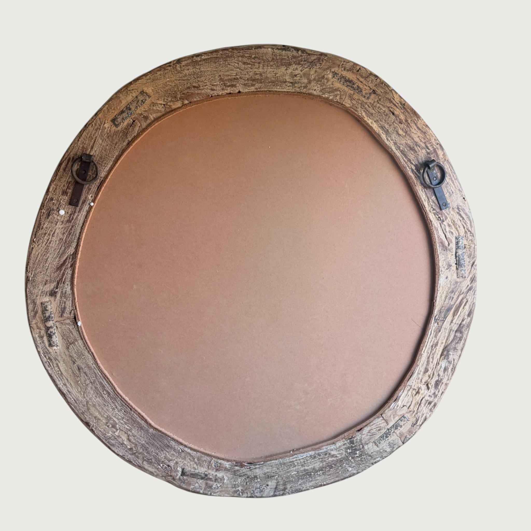 Reclaimed Wheel Mirror Bleached