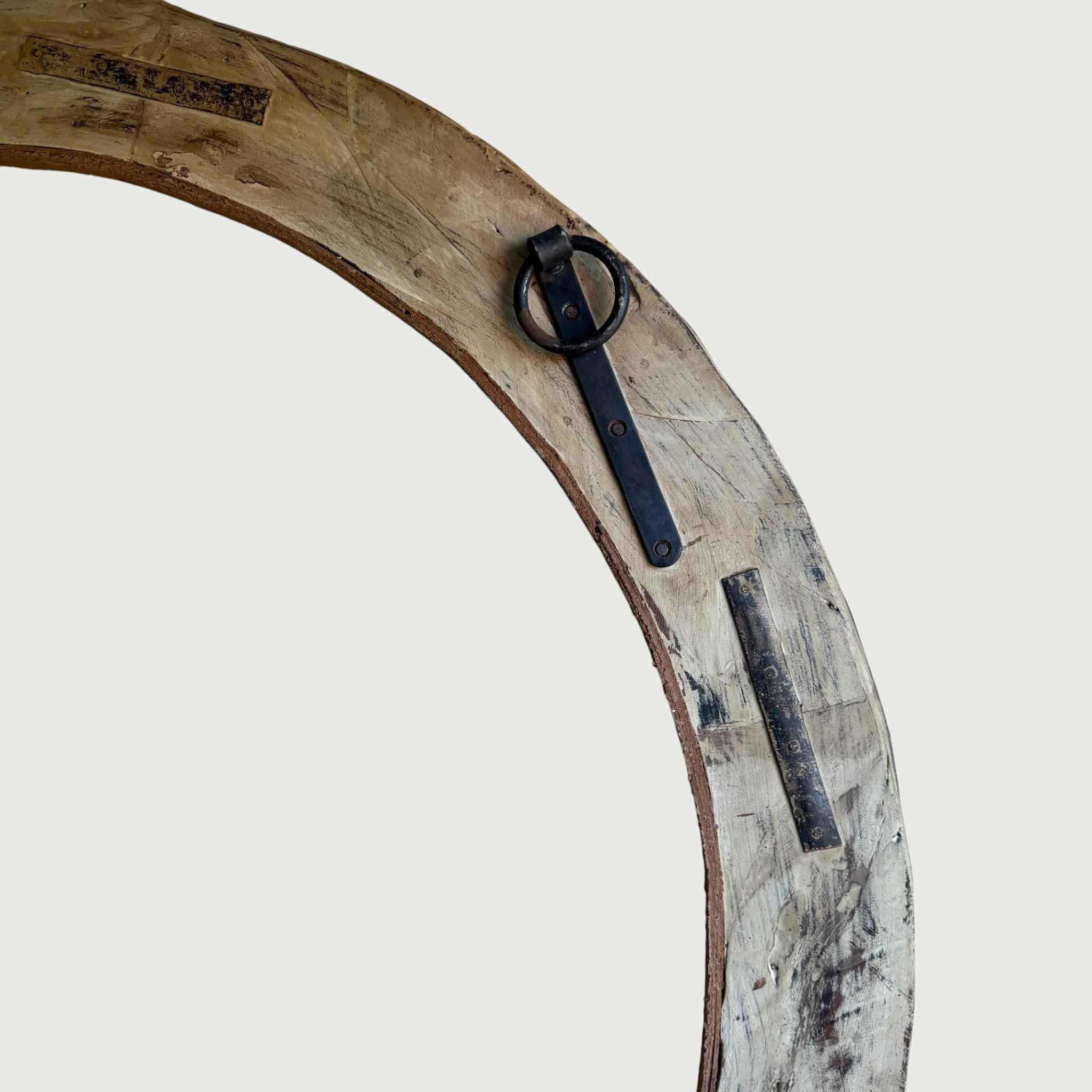 Reclaimed Wheel Mirror Bleached