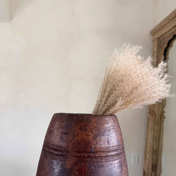 Vintage Wooden 11" Planter, Rustic Teak Pot, Antique Wooden Vase