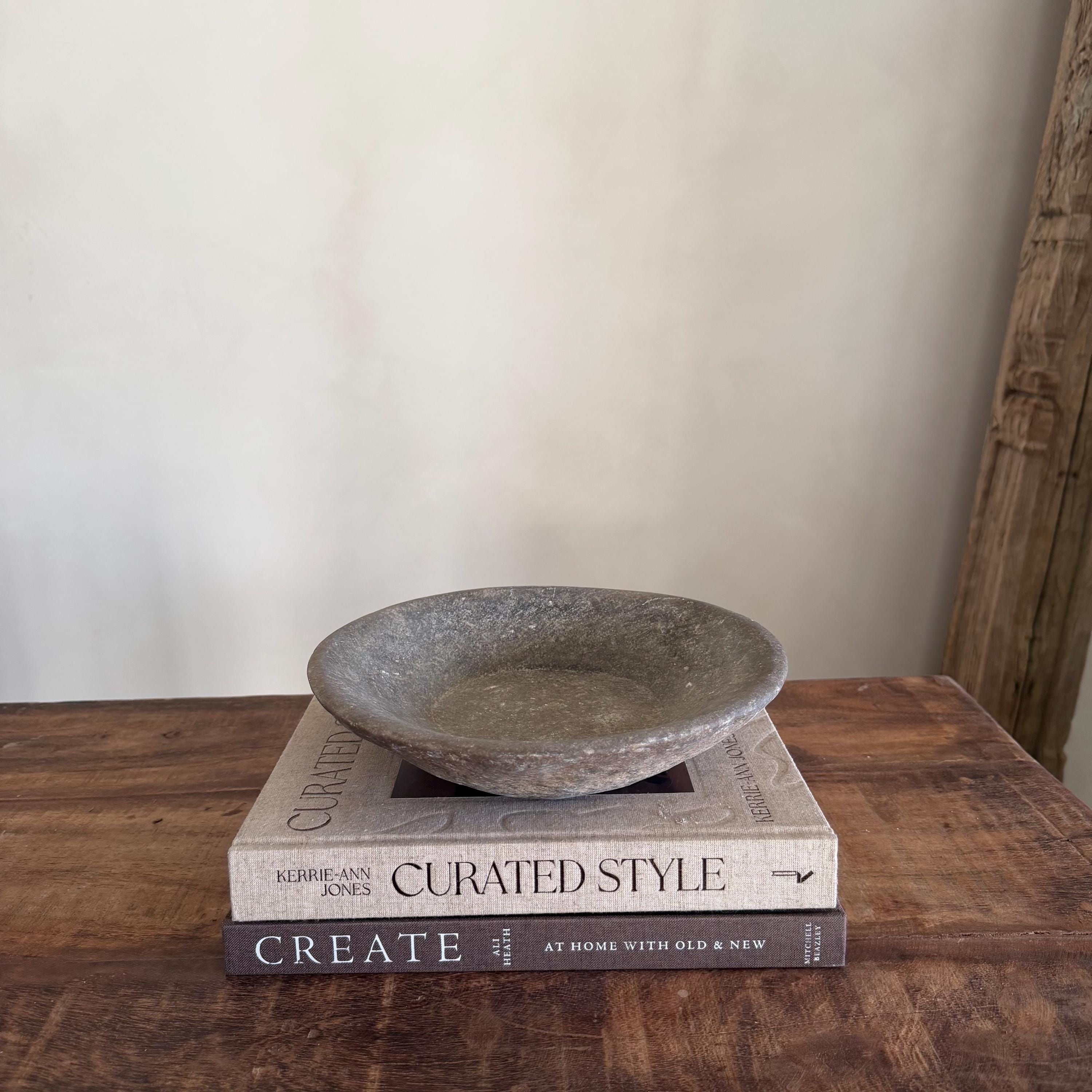 Vintage Marble Stone Bowl / Rustic Catch All Dish - Project Kalaā