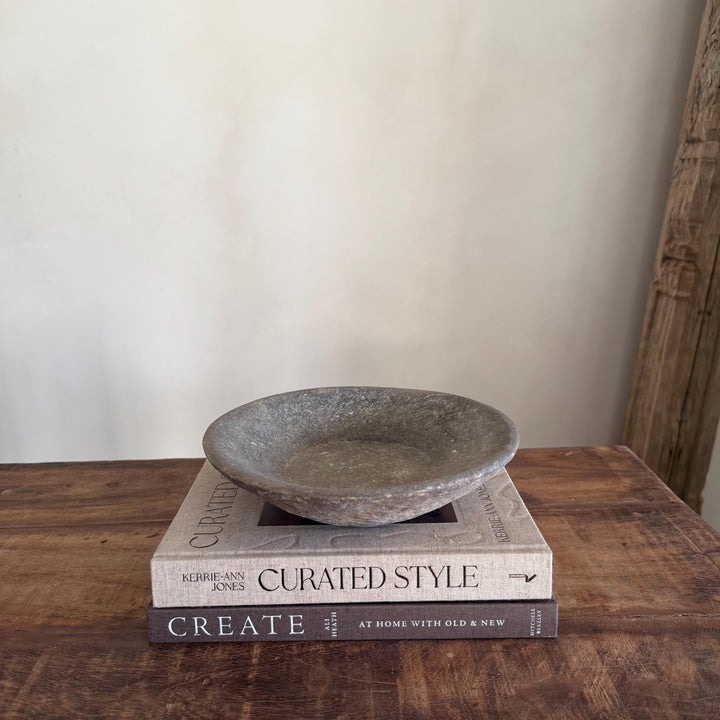 Vintage Marble Stone Bowl / Rustic Catch All Dish - Project Kalaā