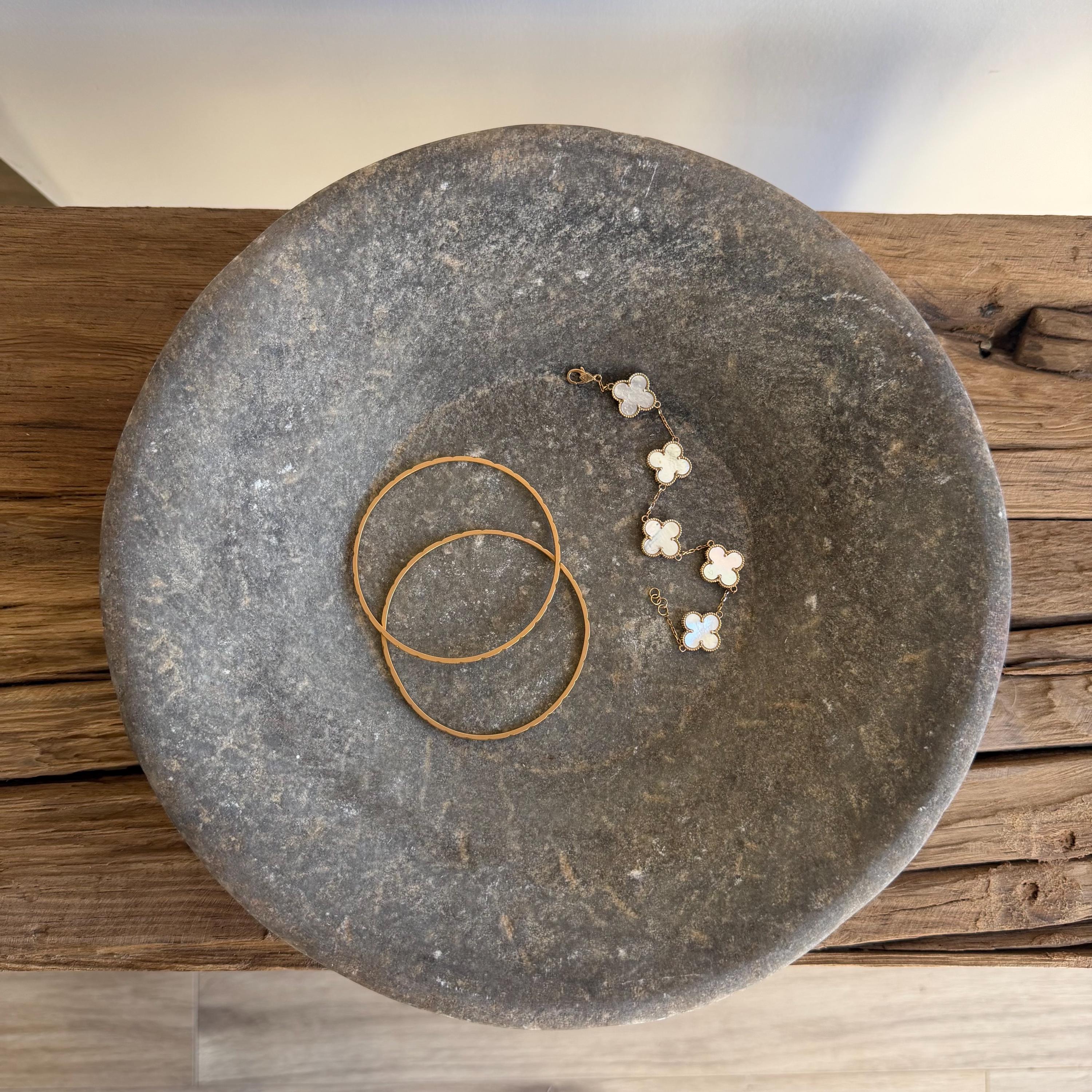 Vintage Marble Stone Bowl / Rustic Catch All Dish - Project Kalaā