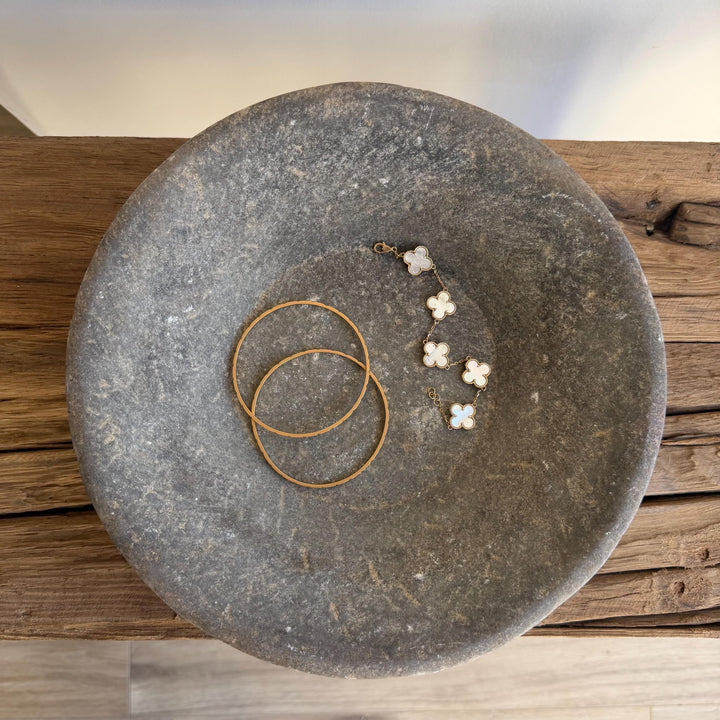 Vintage Marble Stone Bowl / Rustic Catch All Dish - Project Kalaā