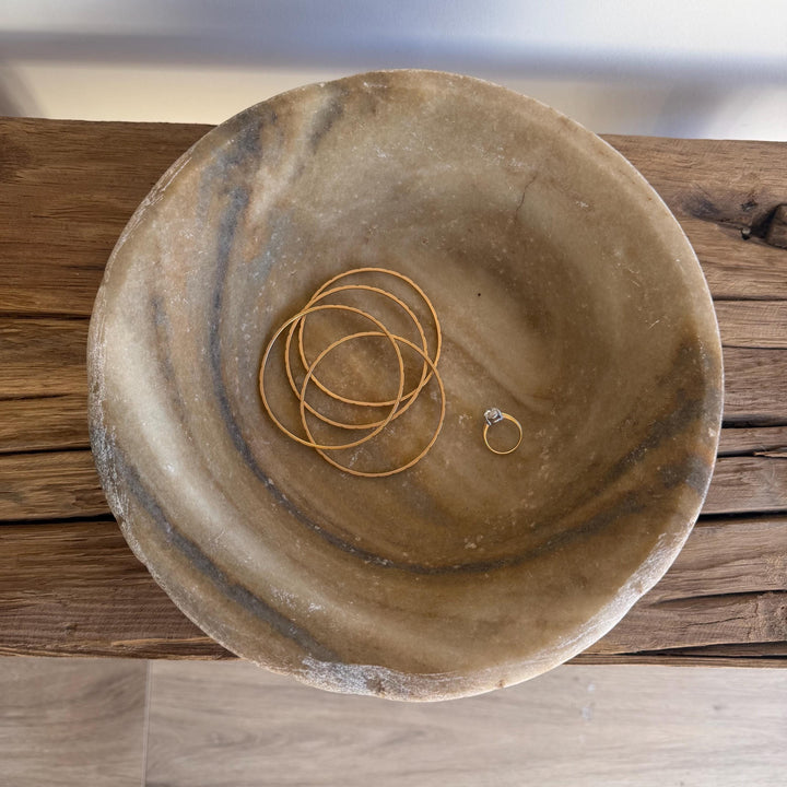 Vintage Marble Stone Bowl / Rustic Catch All Dish - Project Kalaā