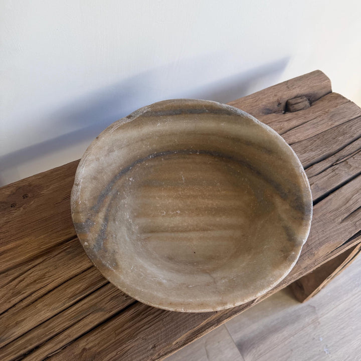 Vintage Marble Stone Bowl / Rustic Catch All Dish - Project Kalaā