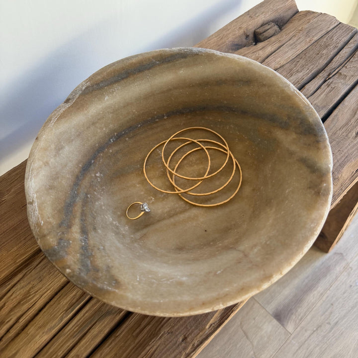 Vintage Marble Stone Bowl / Rustic Catch All Dish - Project Kalaā
