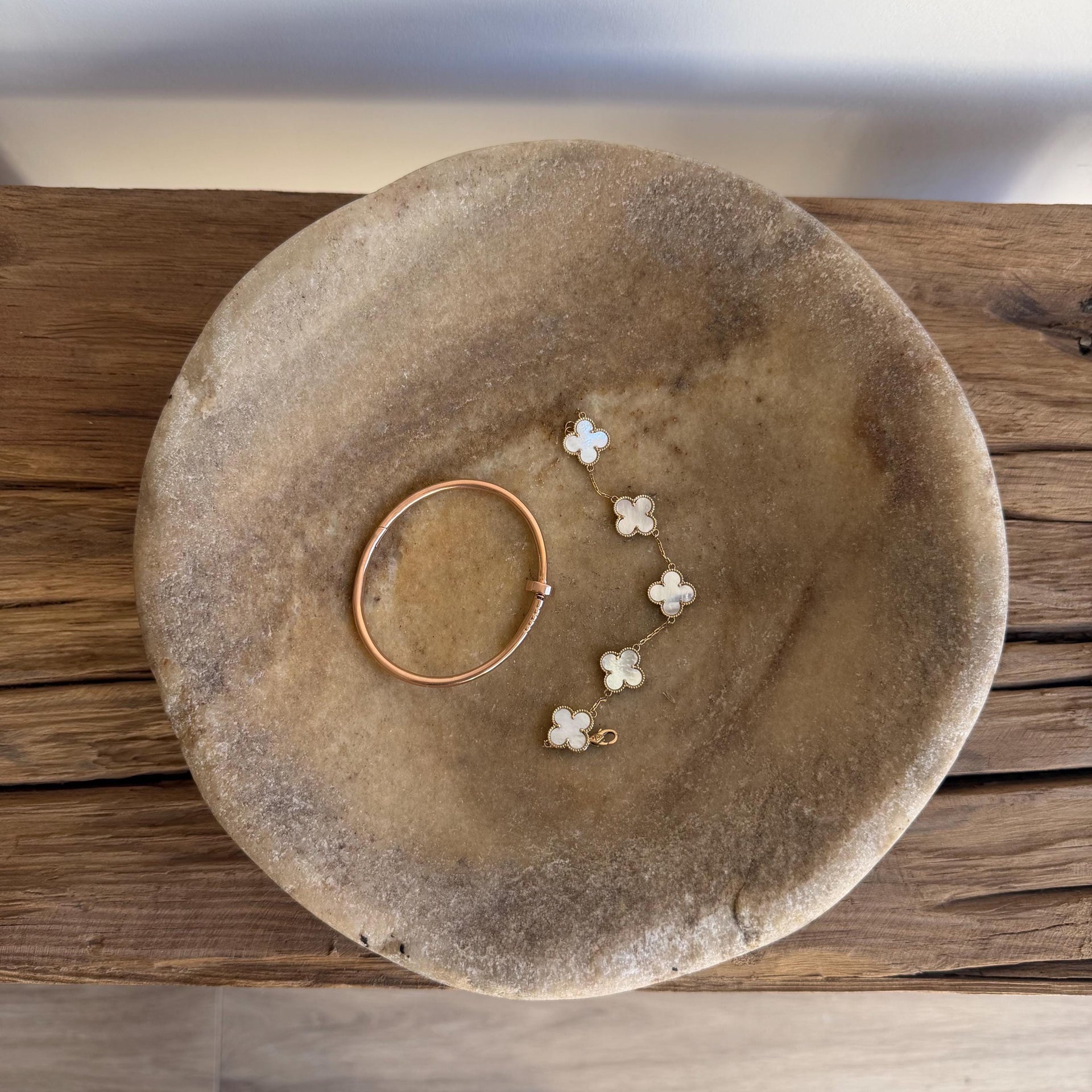 Vintage Marble Stone Bowl / Rustic Catch All Dish - Project Kalaā