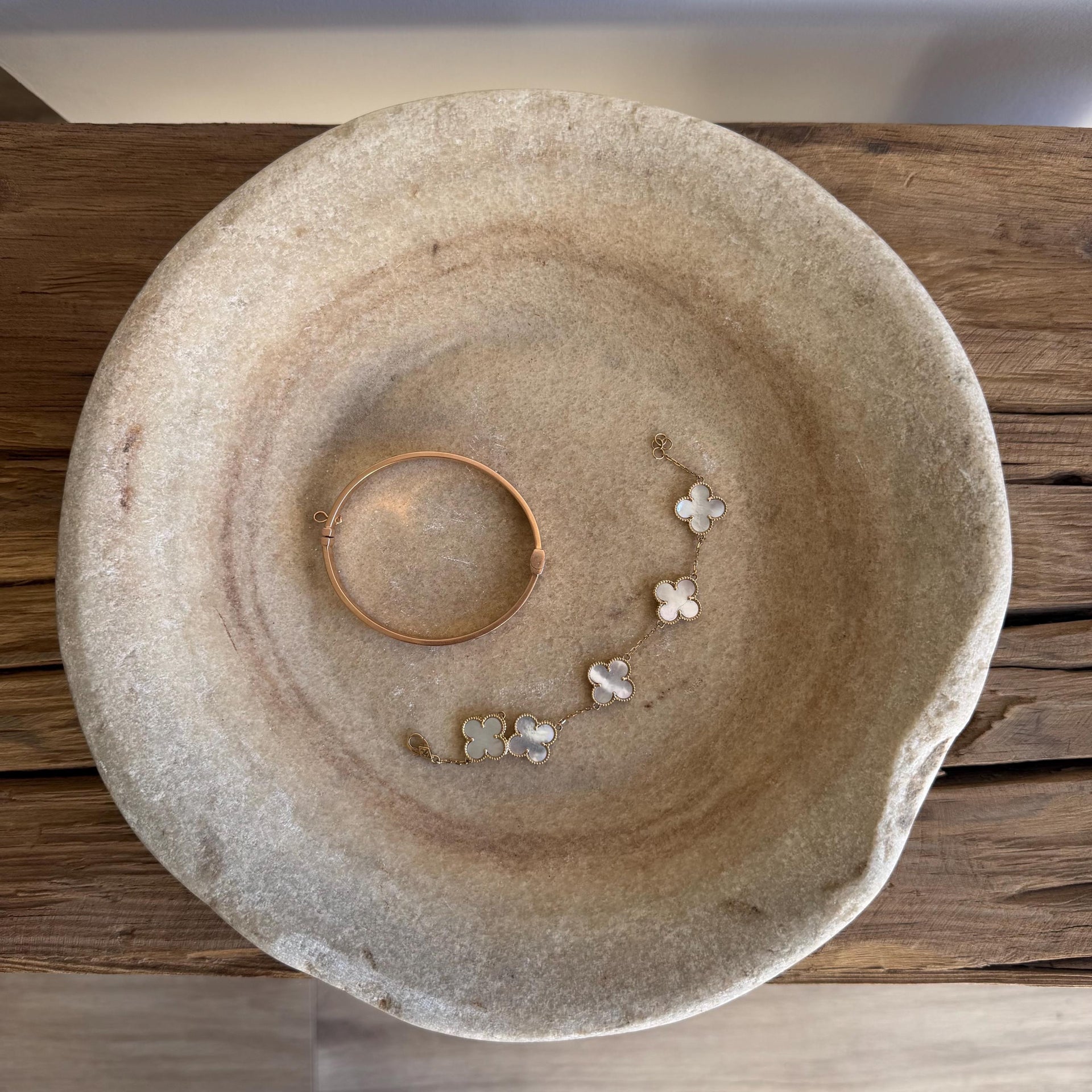 Vintage Marble Stone Bowl / Rustic Catch All Dish - Project Kalaā