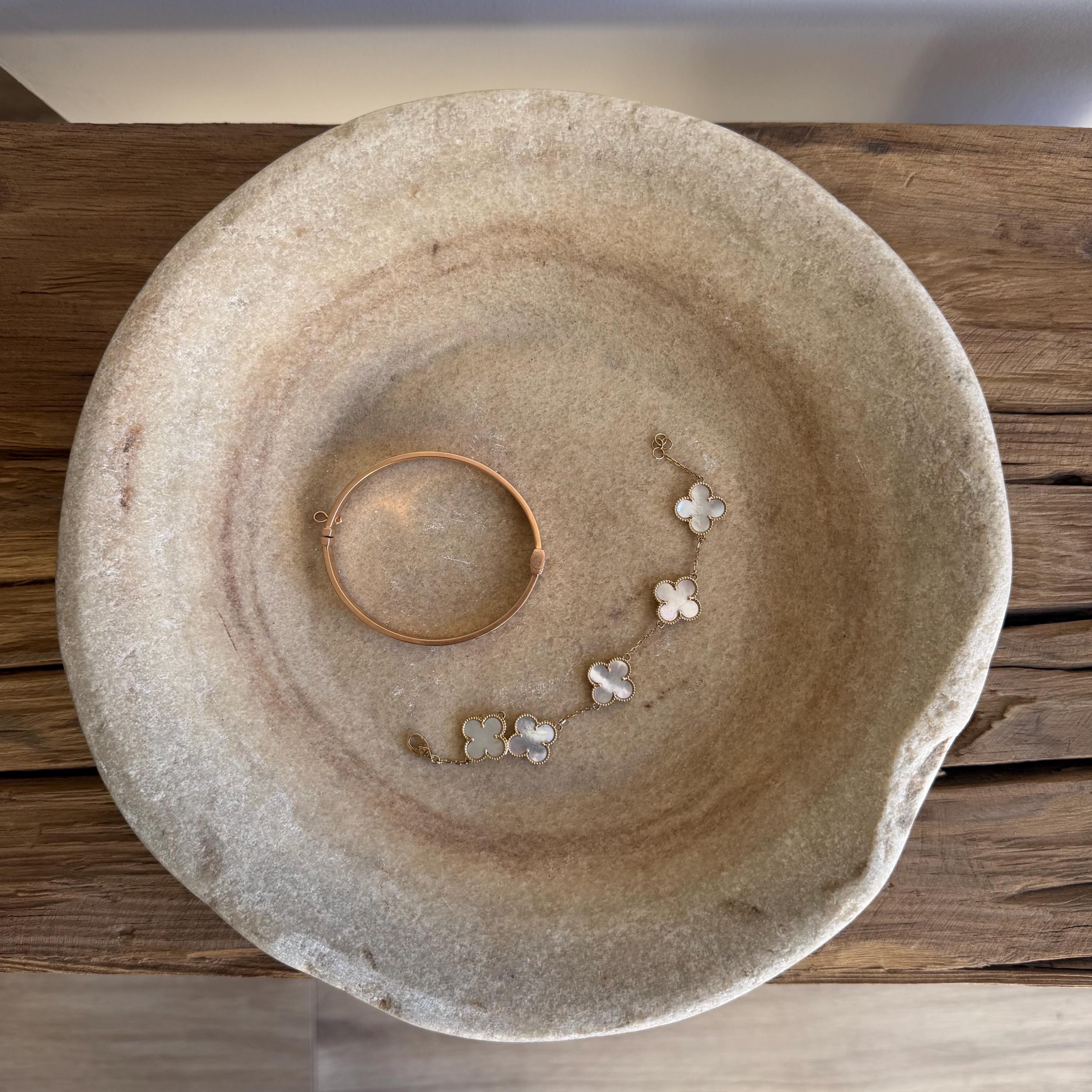 Vintage Marble Stone Bowl / Rustic Catch All Dish - Project Kalaā