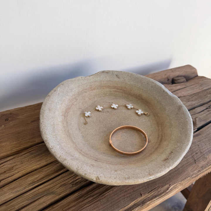 Vintage Marble Stone Bowl / Rustic Catch All Dish - Project Kalaā