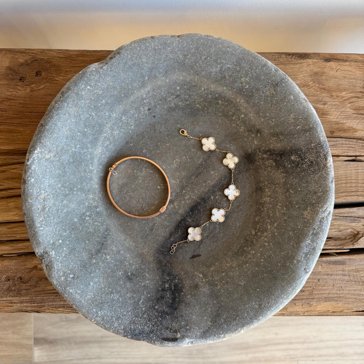 Vintage Marble Stone Bowl / Rustic Catch All Dish - Project Kalaā