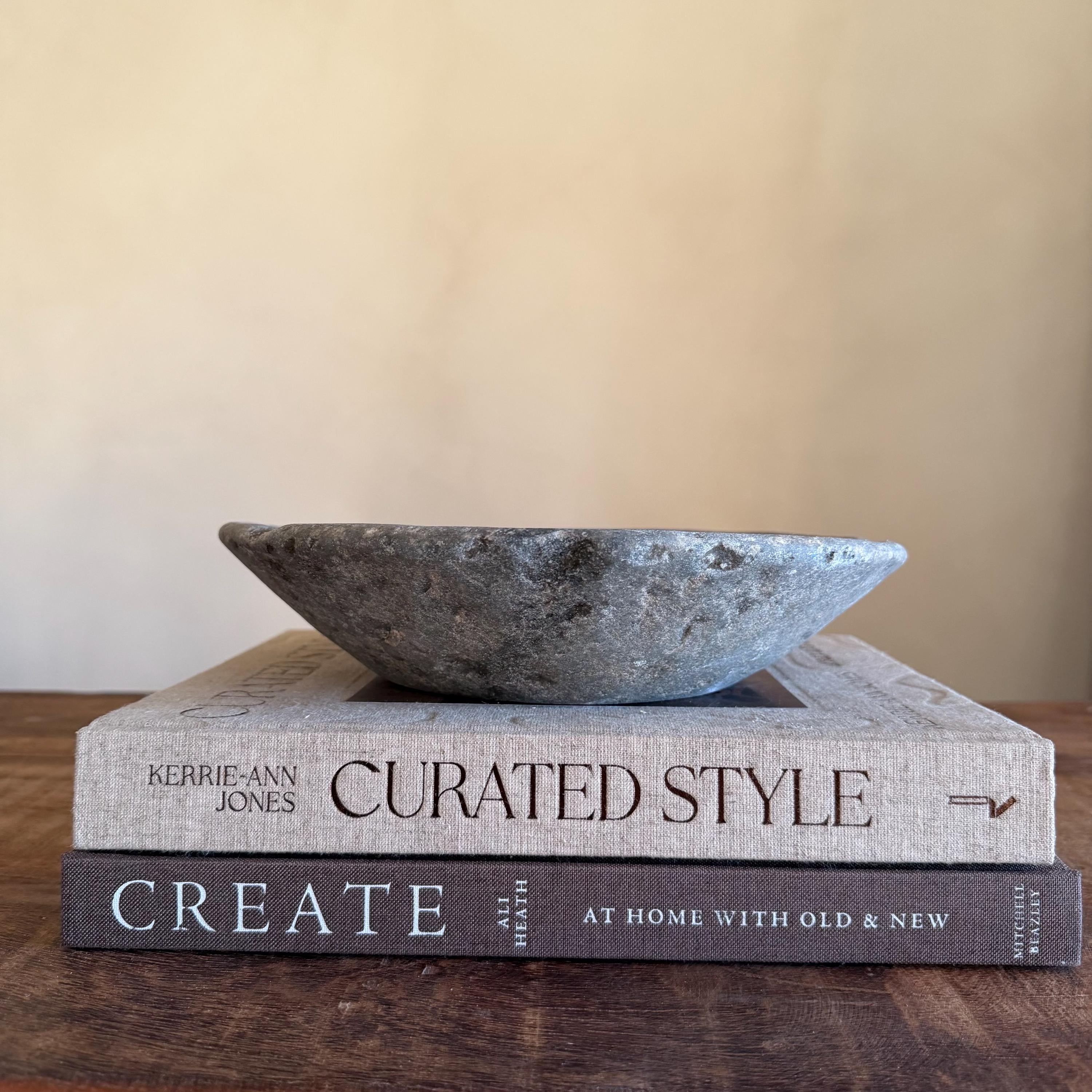 Vintage Marble Stone Bowl / Rustic Catch All Dish - Project Kalaā