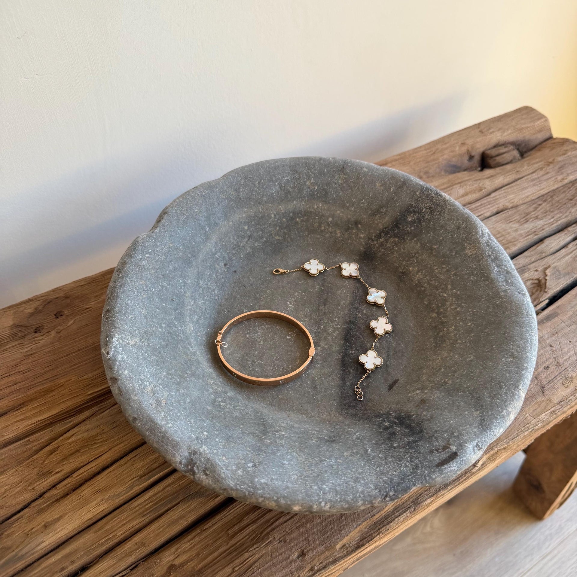 Vintage Marble Stone Bowl / Rustic Catch All Dish - Project Kalaā