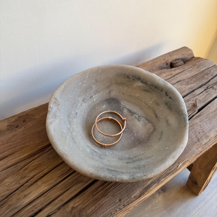 Vintage Marble Stone Bowl / Rustic Catch All Dish - Project Kalaā