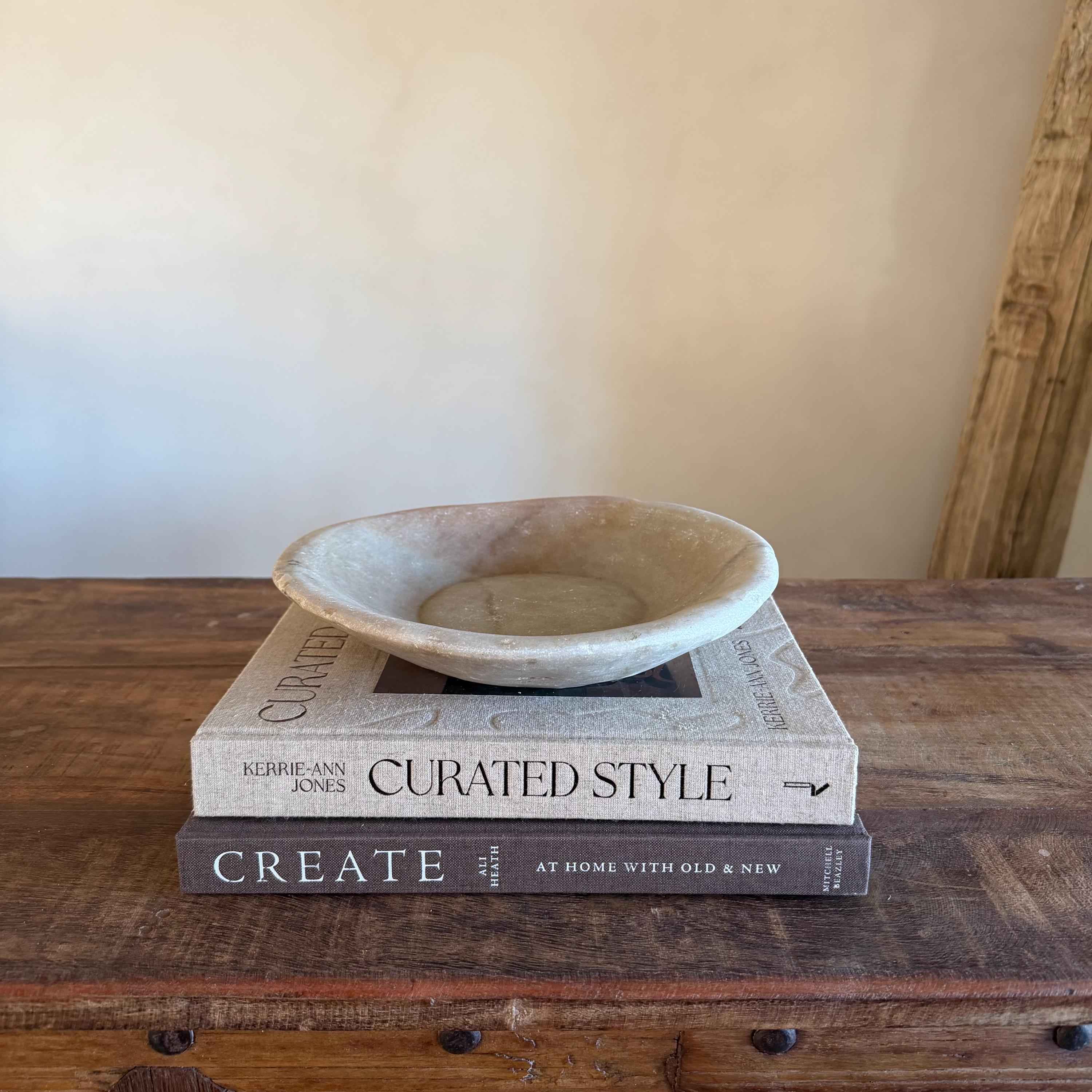 Vintage Marble Stone Bowl / Rustic Catch All Dish