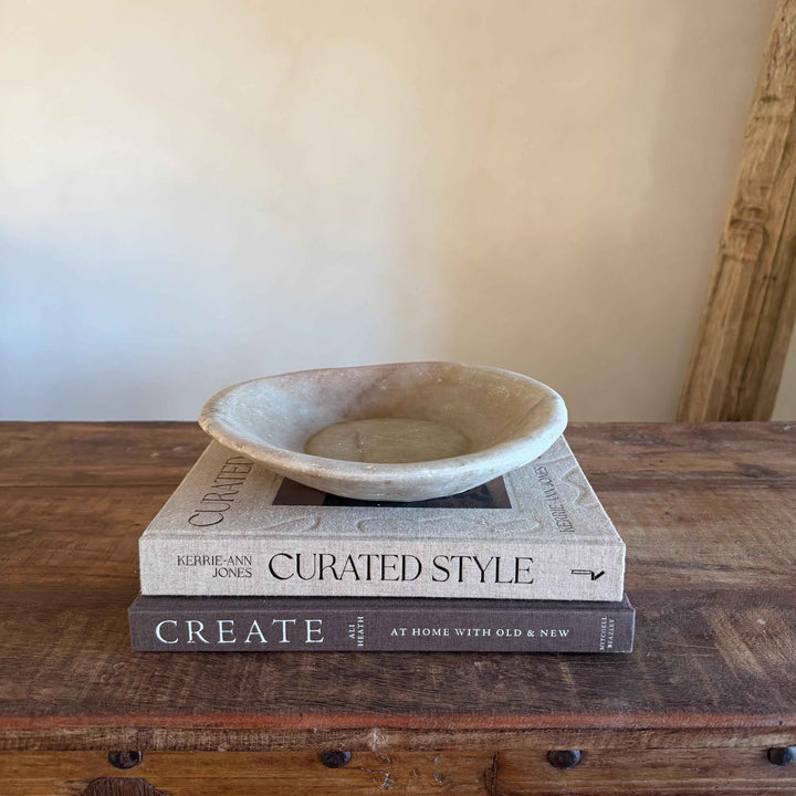 Vintage Marble Stone Bowl / Rustic Catch All Dish