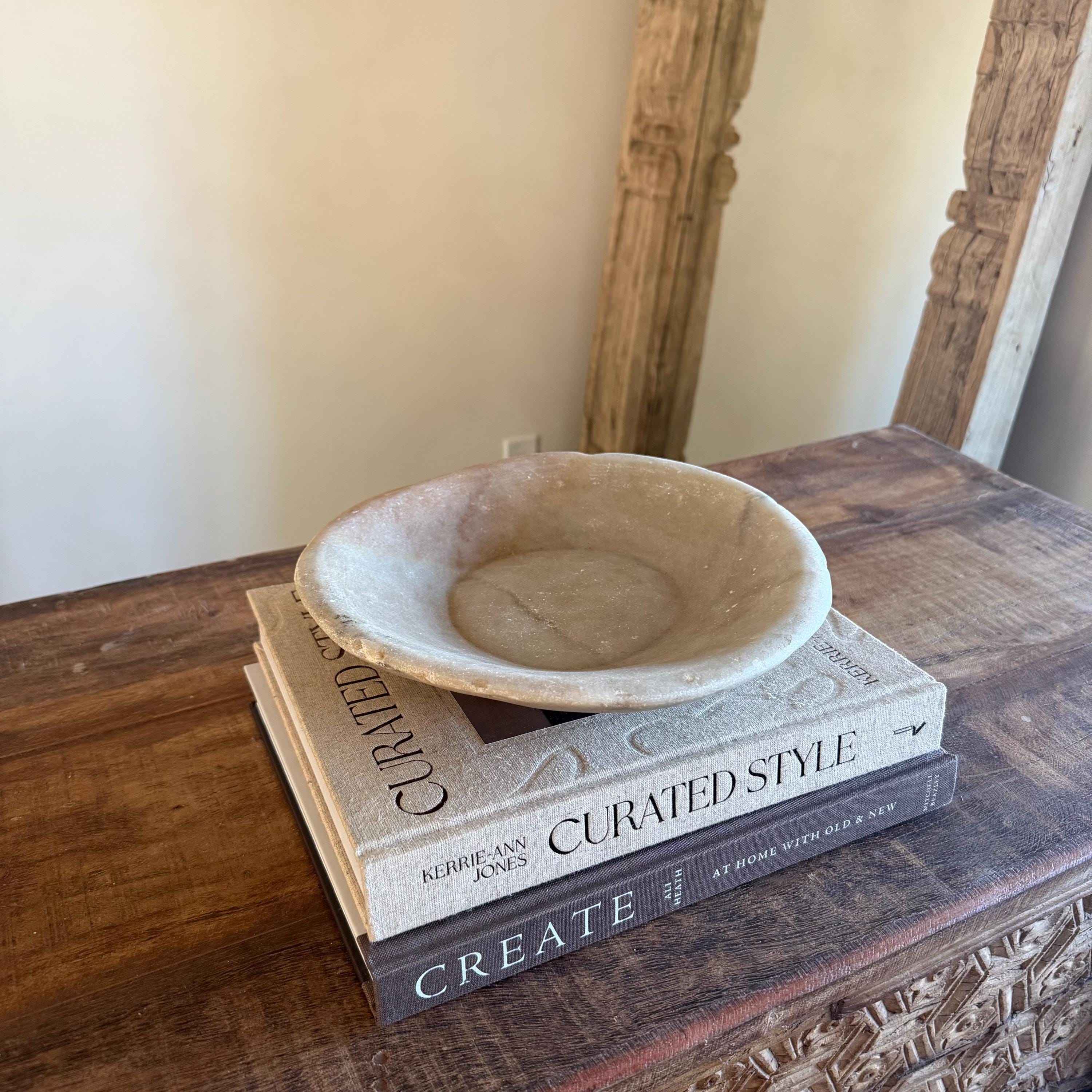 Vintage Marble Stone Bowl / Rustic Catch All Dish