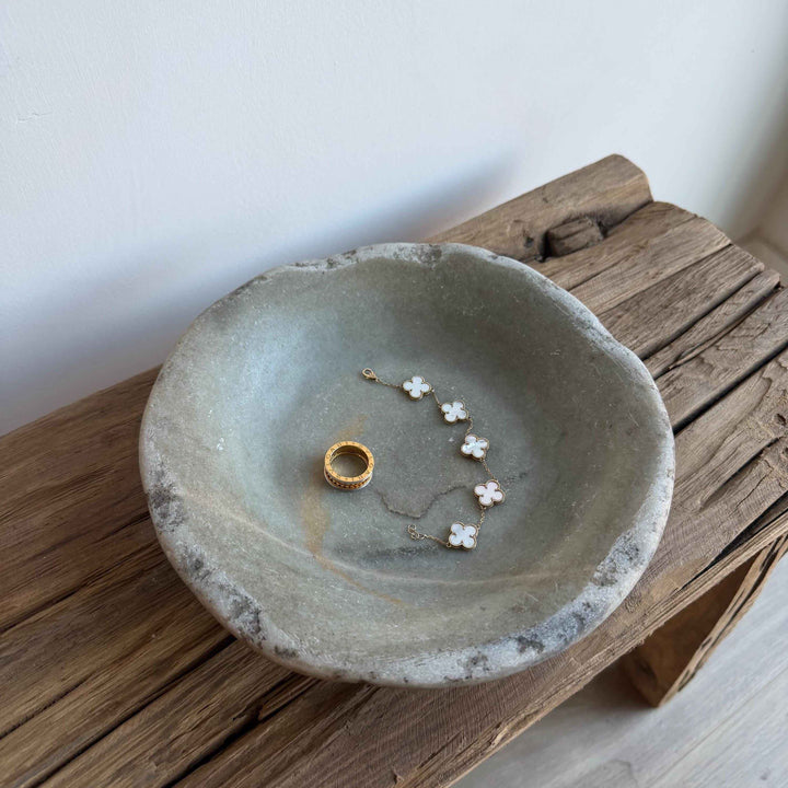 Vintage Marble Stone Bowl / Rustic Catch All Dish