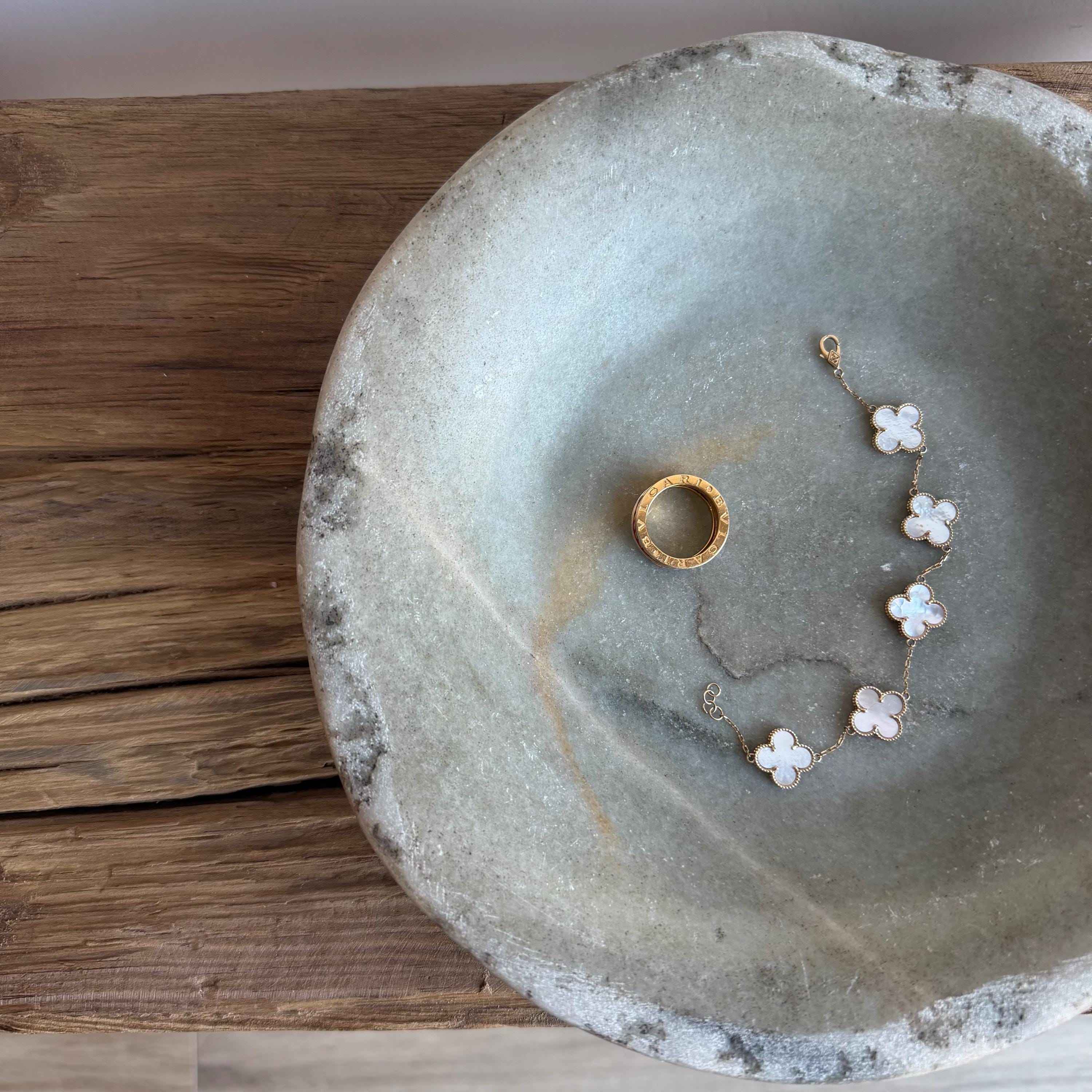 Vintage Marble Stone Bowl / Rustic Catch All Dish