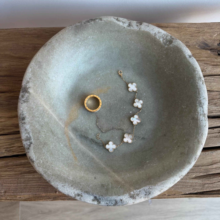 Vintage Marble Stone Bowl / Rustic Catch All Dish